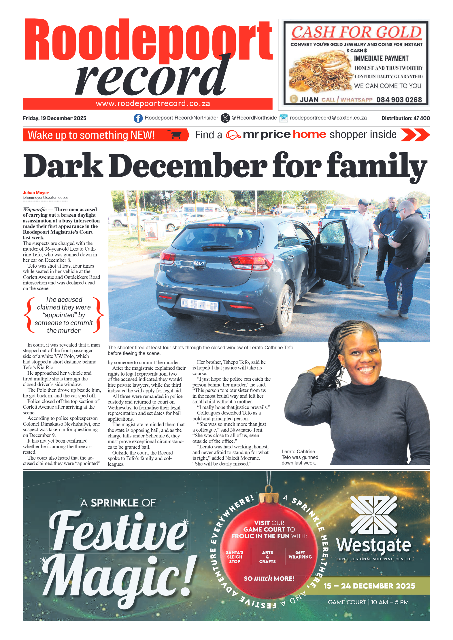 Roodepoort Record 19 December 2025 page 1
