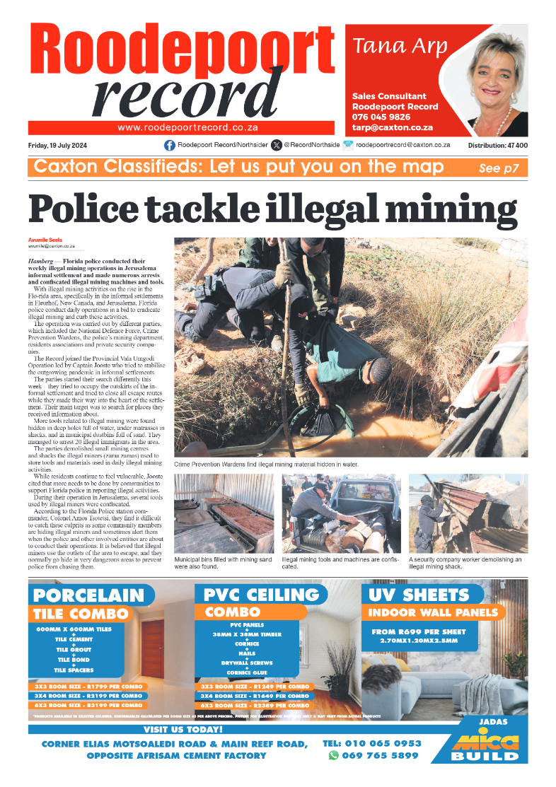Roodepoort Record 19 July 2024 page 1
