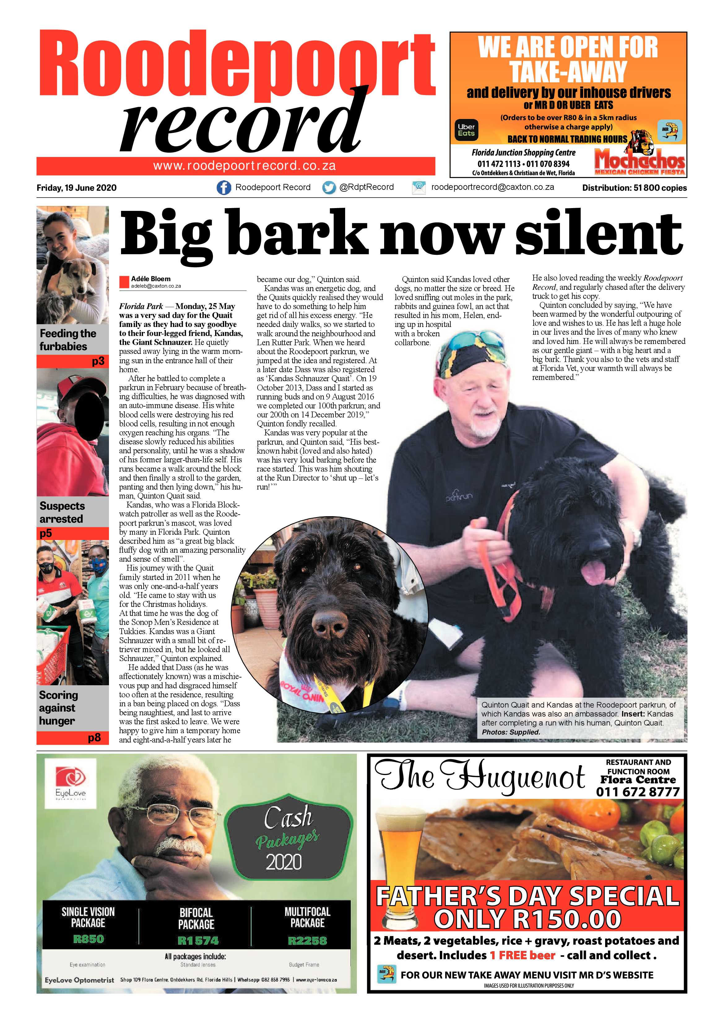 Roodepoort Record 19 June 2020 page 1