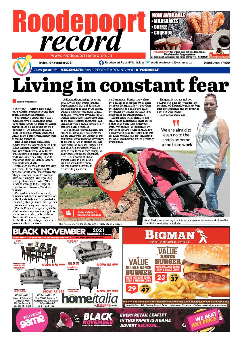 Roodepoort Record 19 November 2021 page 1