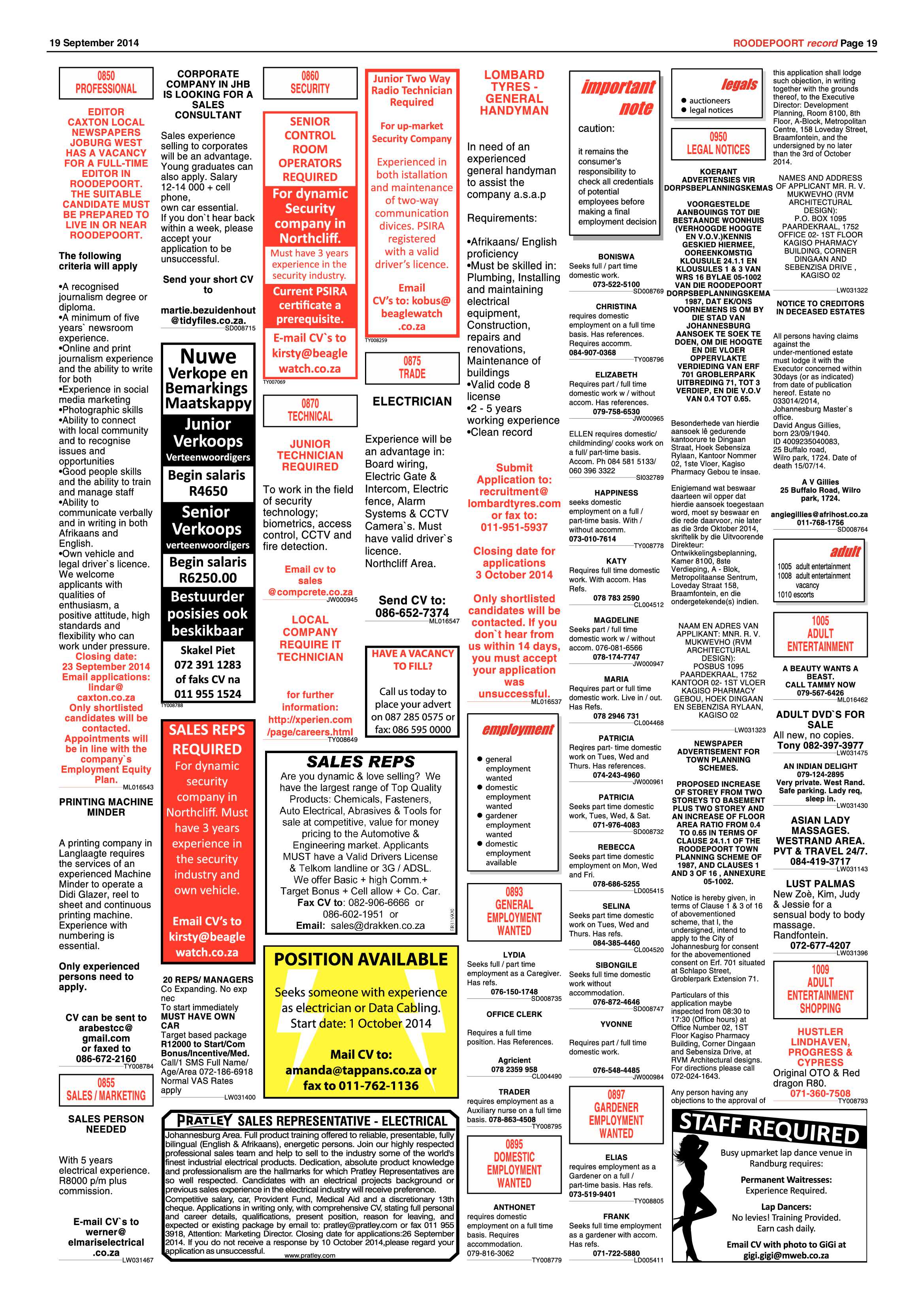 Roodepoort Record 19 September 2014 page 19