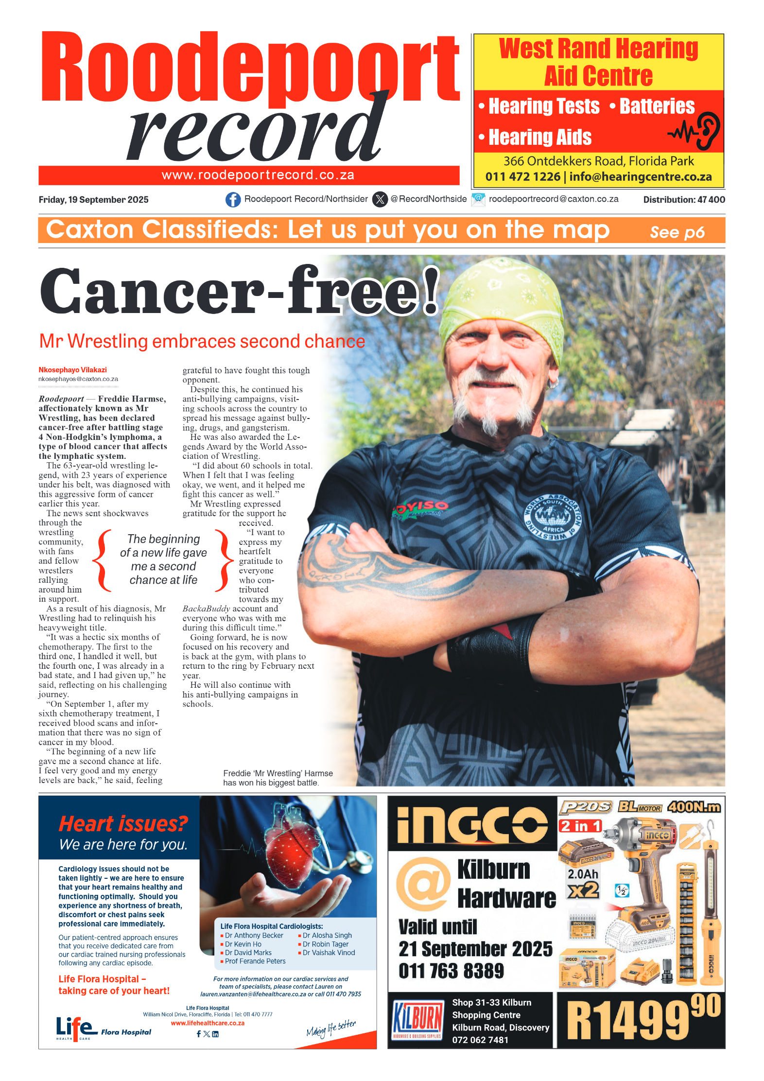 Roodepoort Record 19 September 2025 page 1