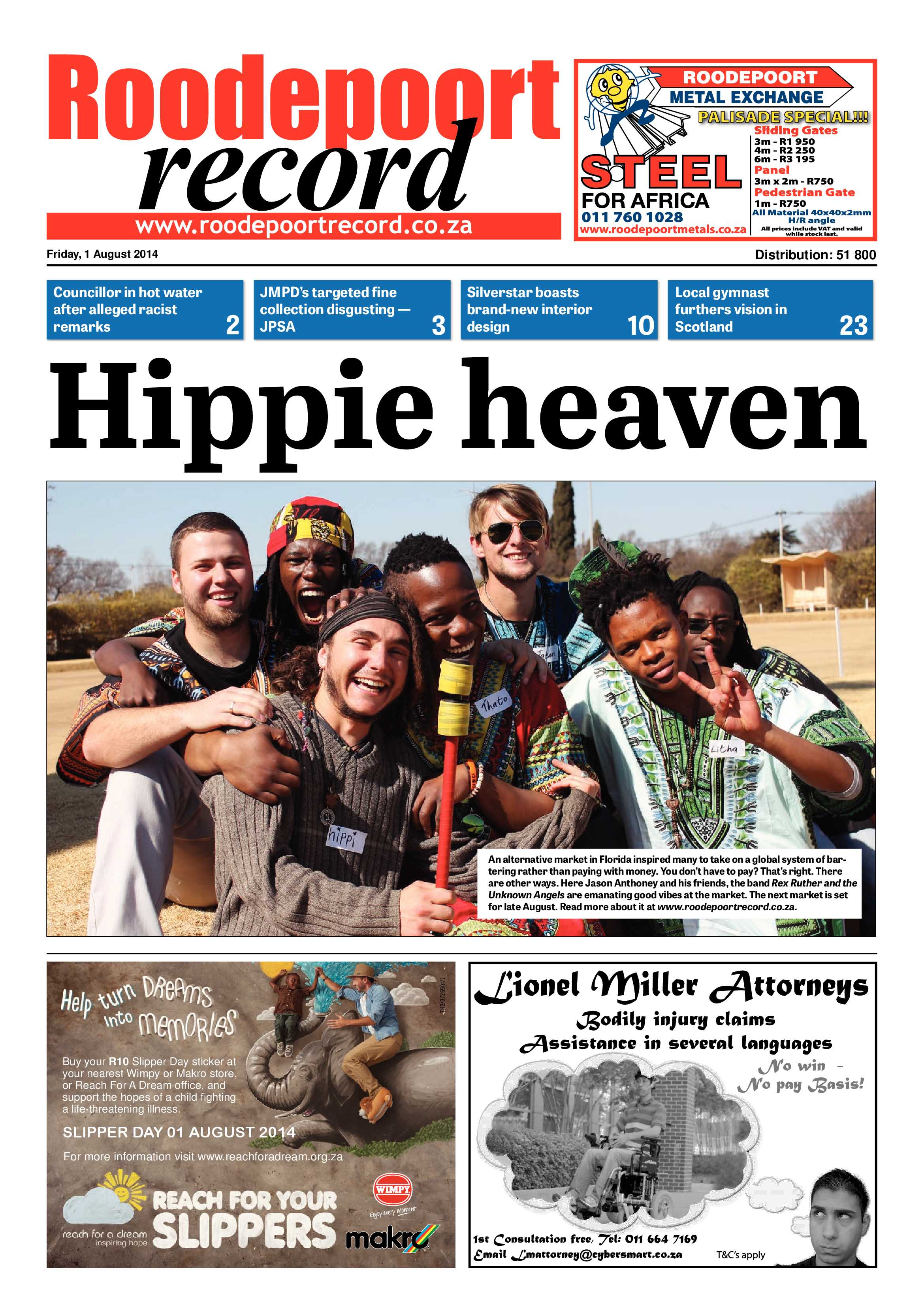 Roodepoort Record 1 August 2014 page 1