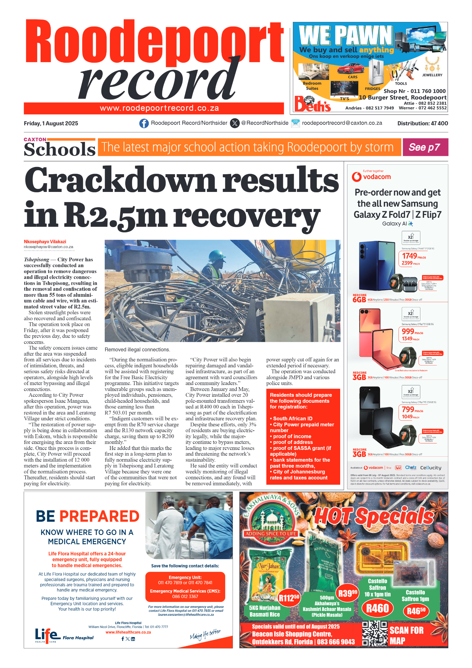 Roodepoort Record 1 August 2025 page 1