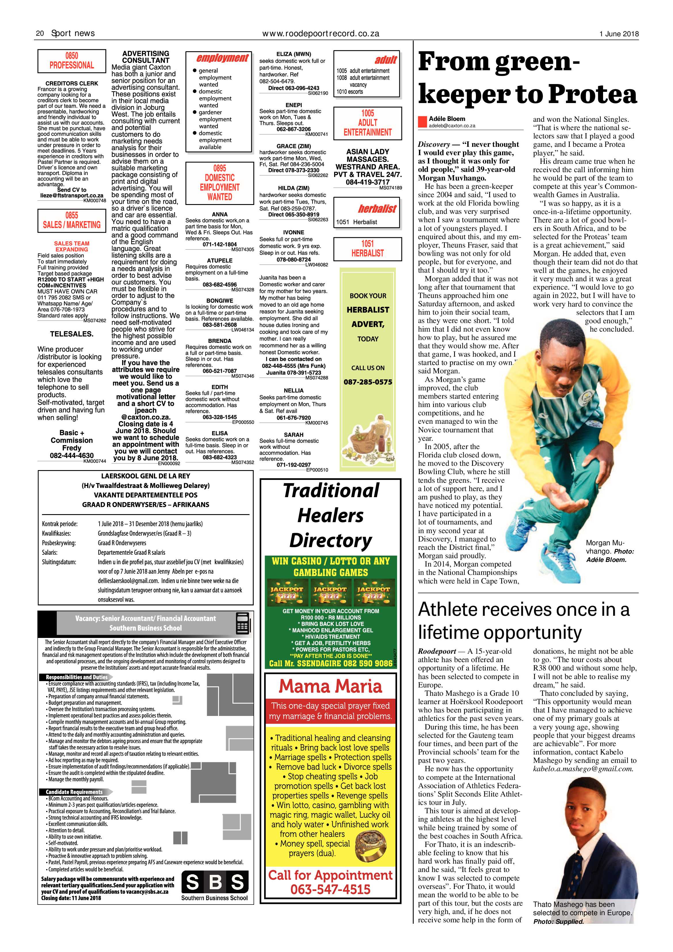 Roodepoort Record 1 June 2018 page 20