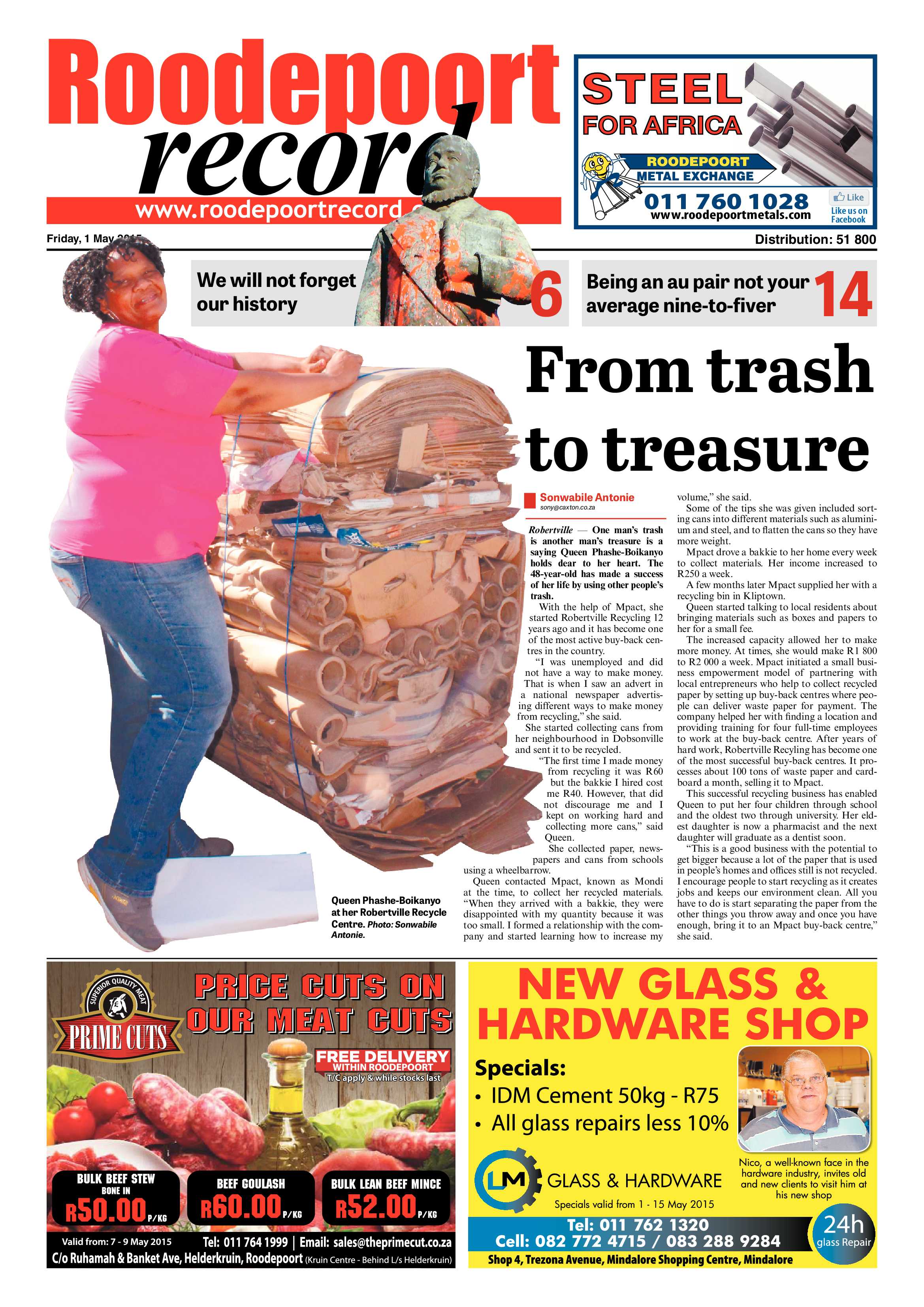 Roodepoort Record 1 May 2015 page 1