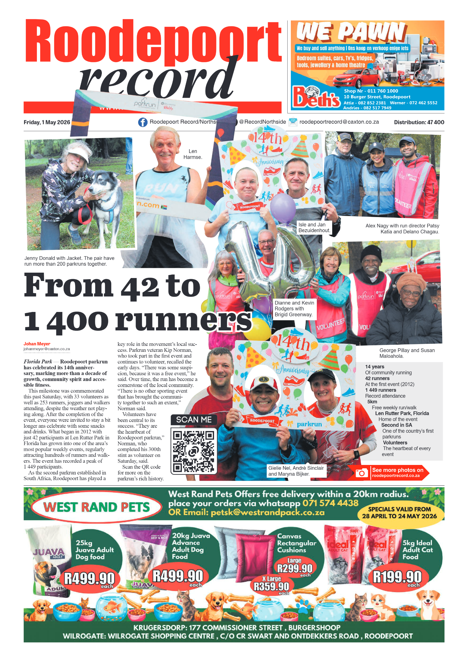 Roodepoort Record 1 May 2026 page 1