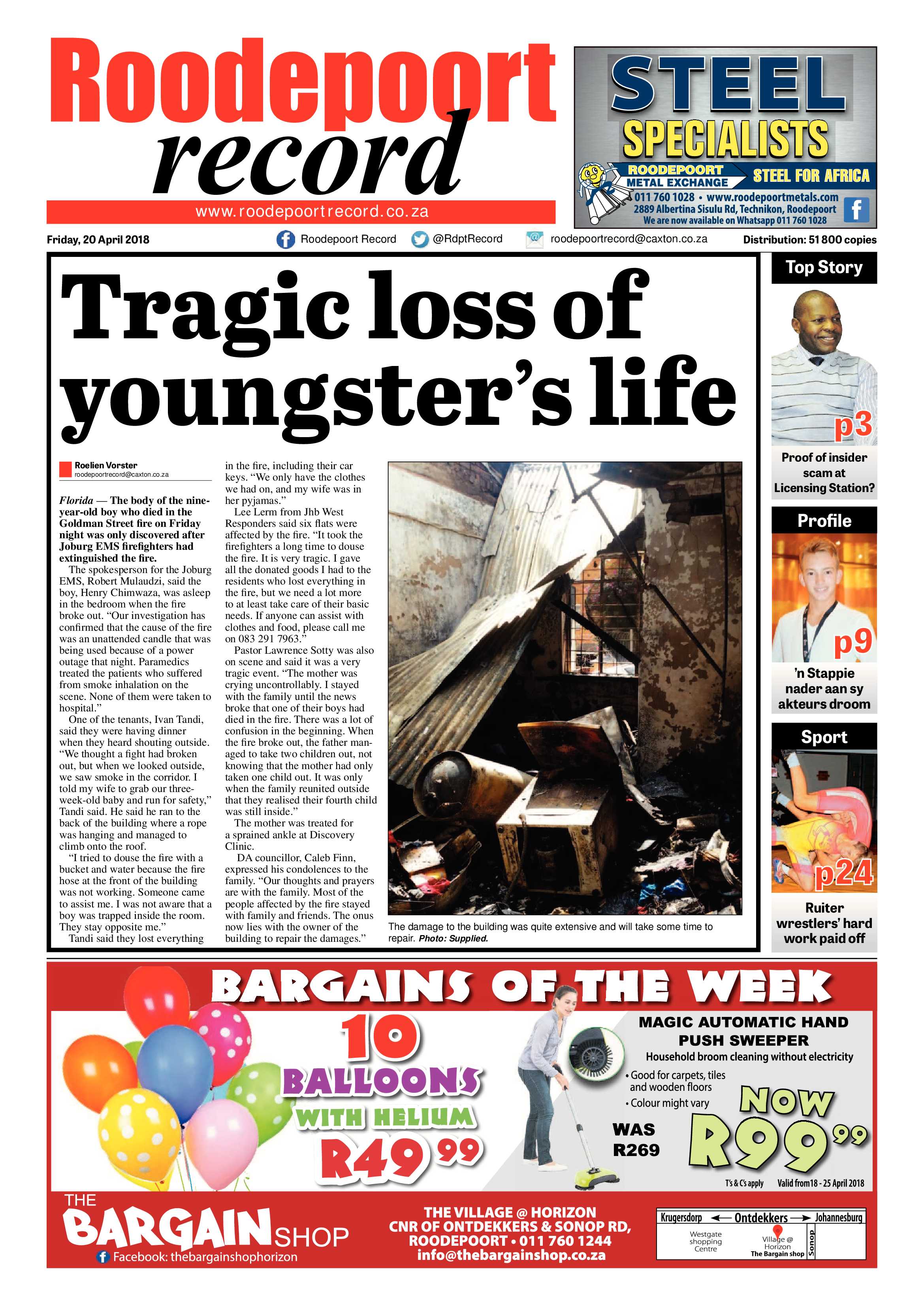 Roodepoort Record 20 April 2018 page 1