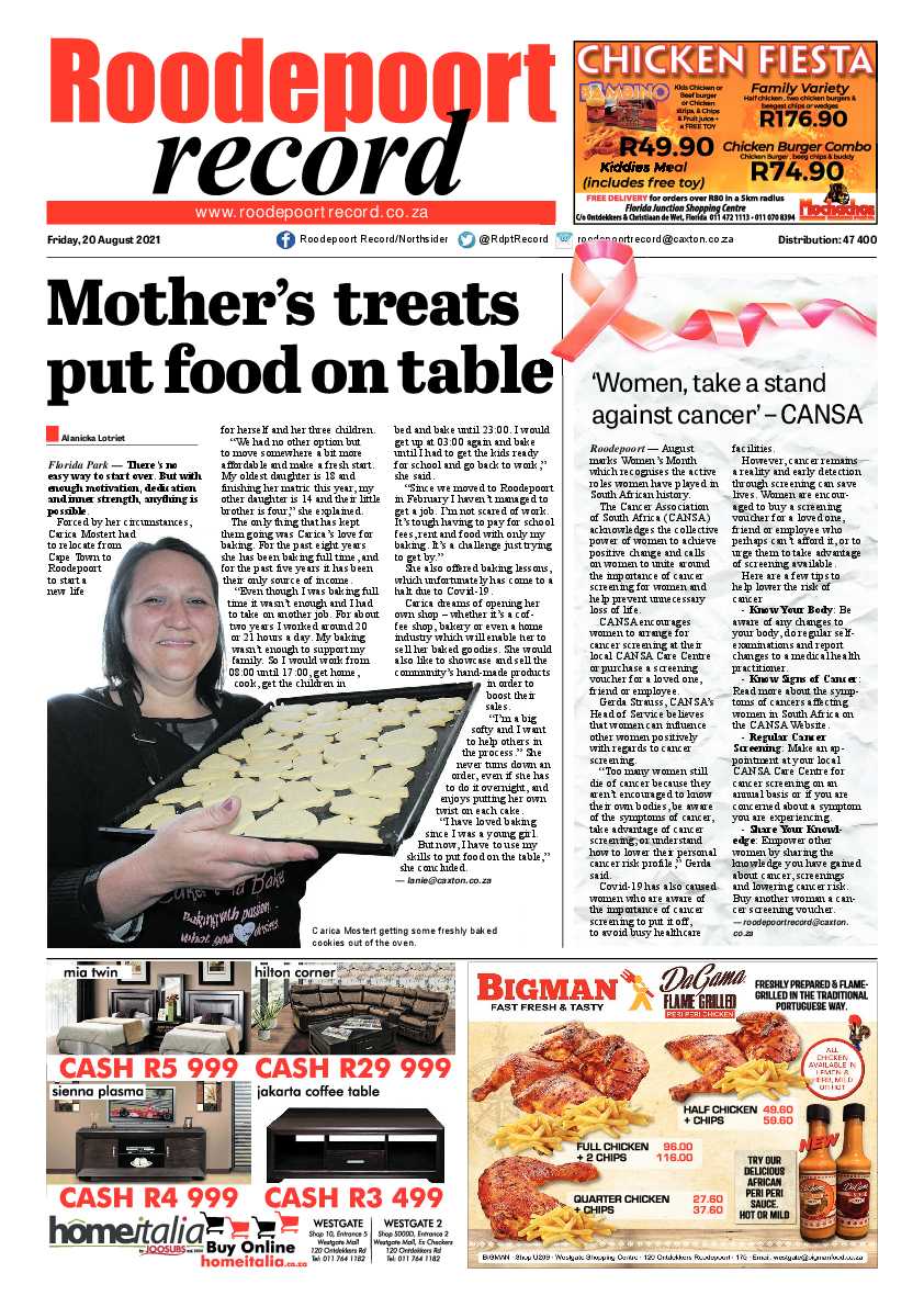 Roodepoort Record 20 August 2021 page 1