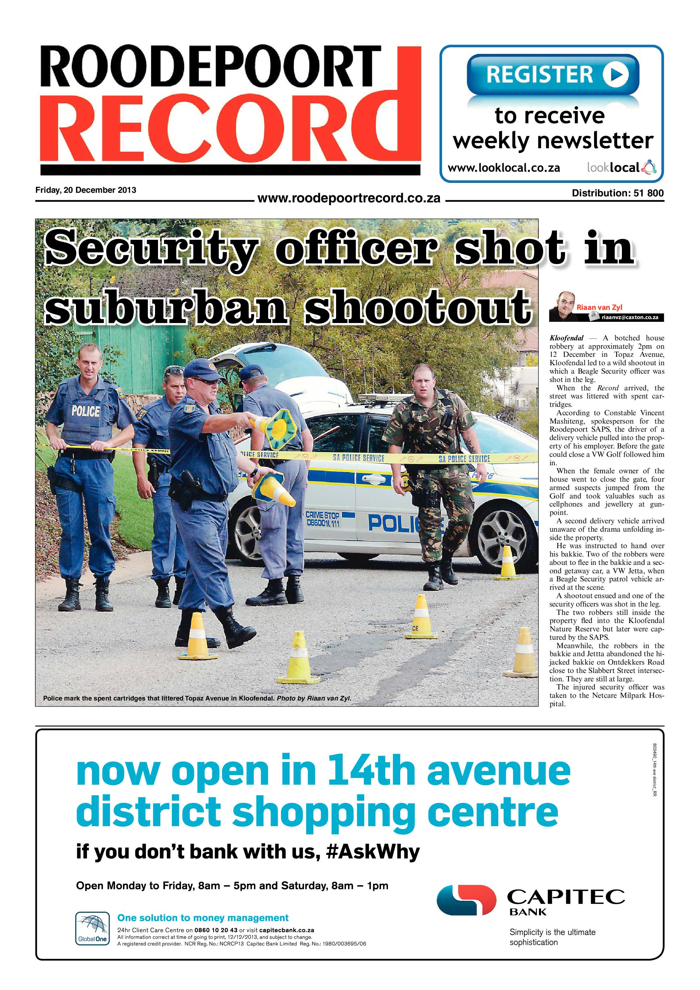 Roodepoort Record 20 December 2013 page 1