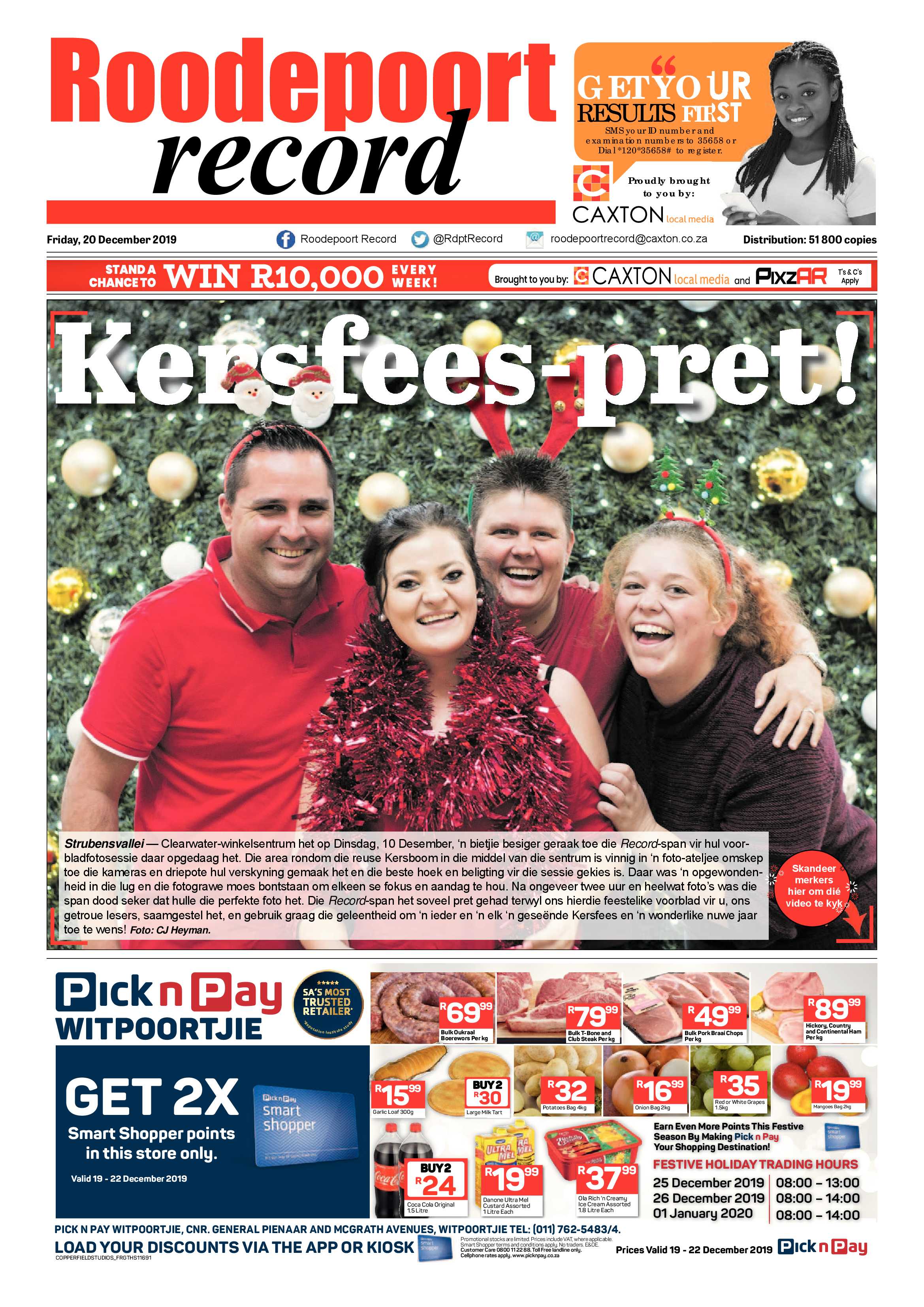 Roodepoort Record 20 December 2019 page 1