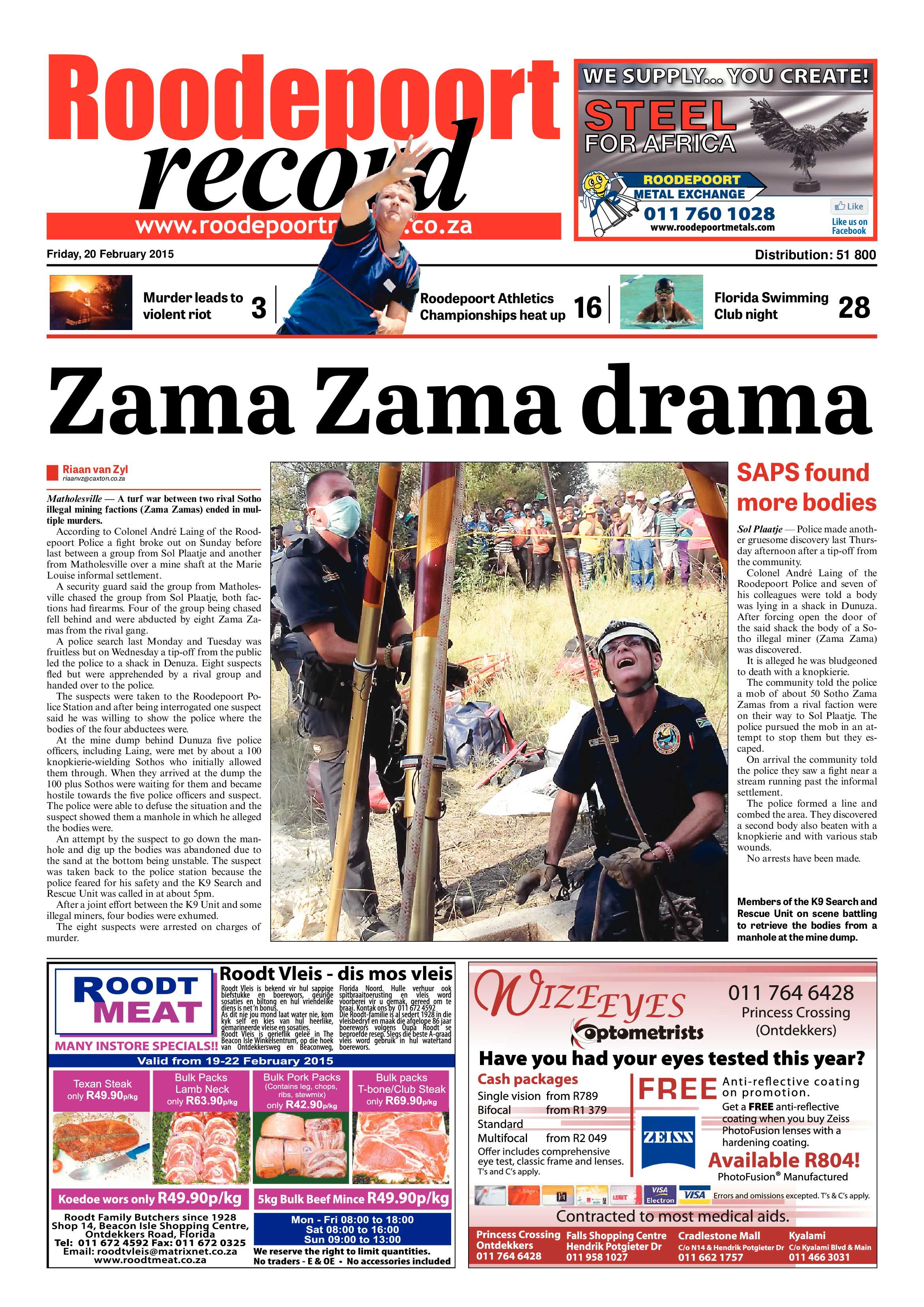 Roodepoort Record 20 February 2015 page 1