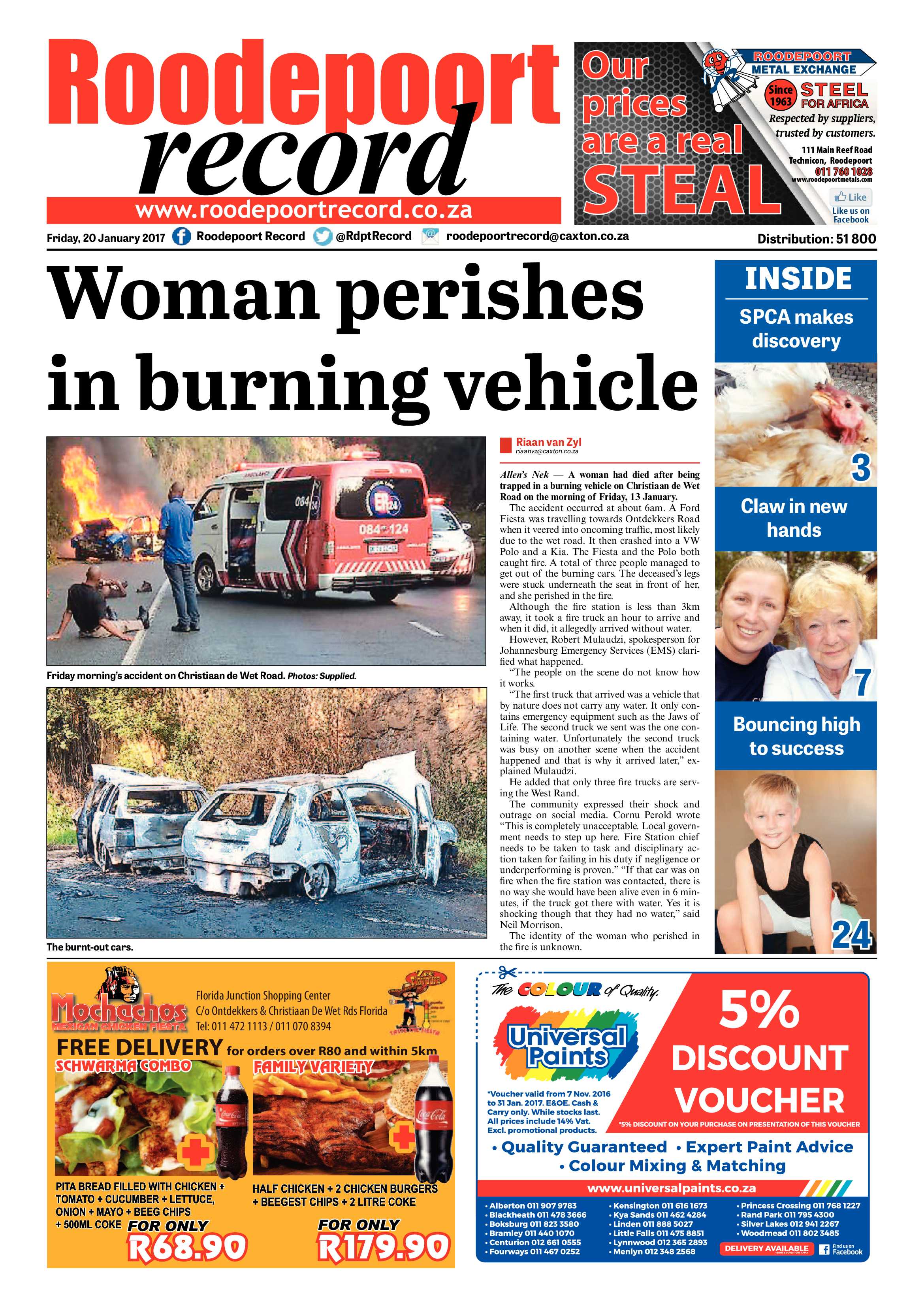Roodepoort Record 20 January 2017 page 1