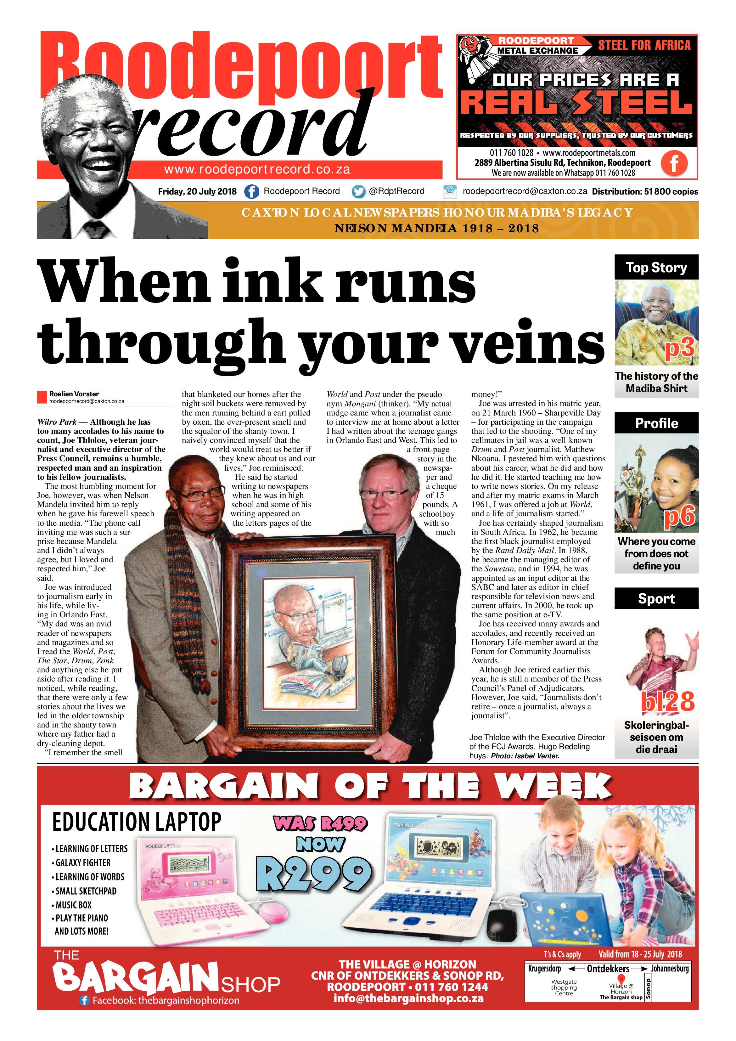 Roodepoort Record 20 July 2018 page 1