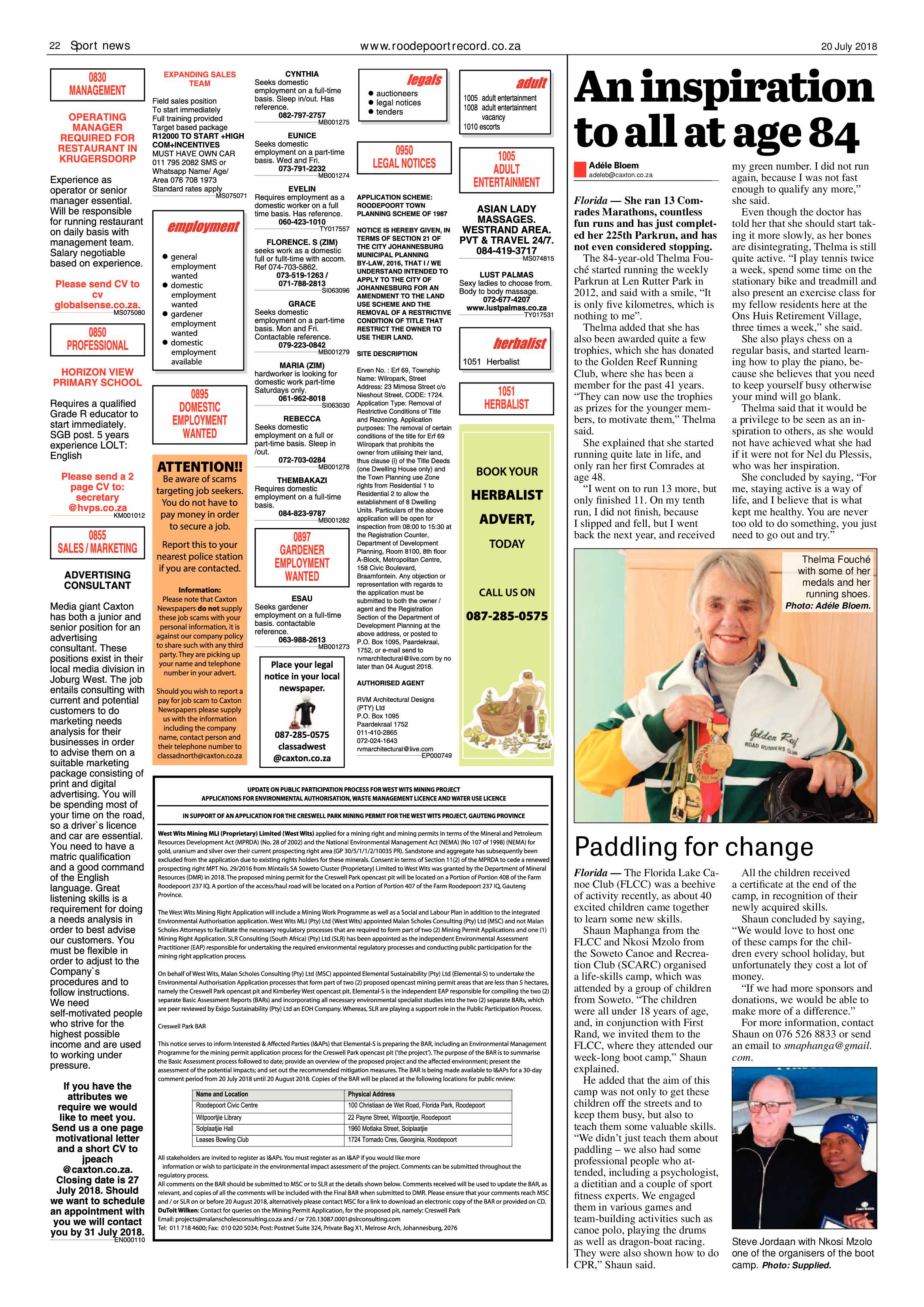 Roodepoort Record 20 July 2018 page 22