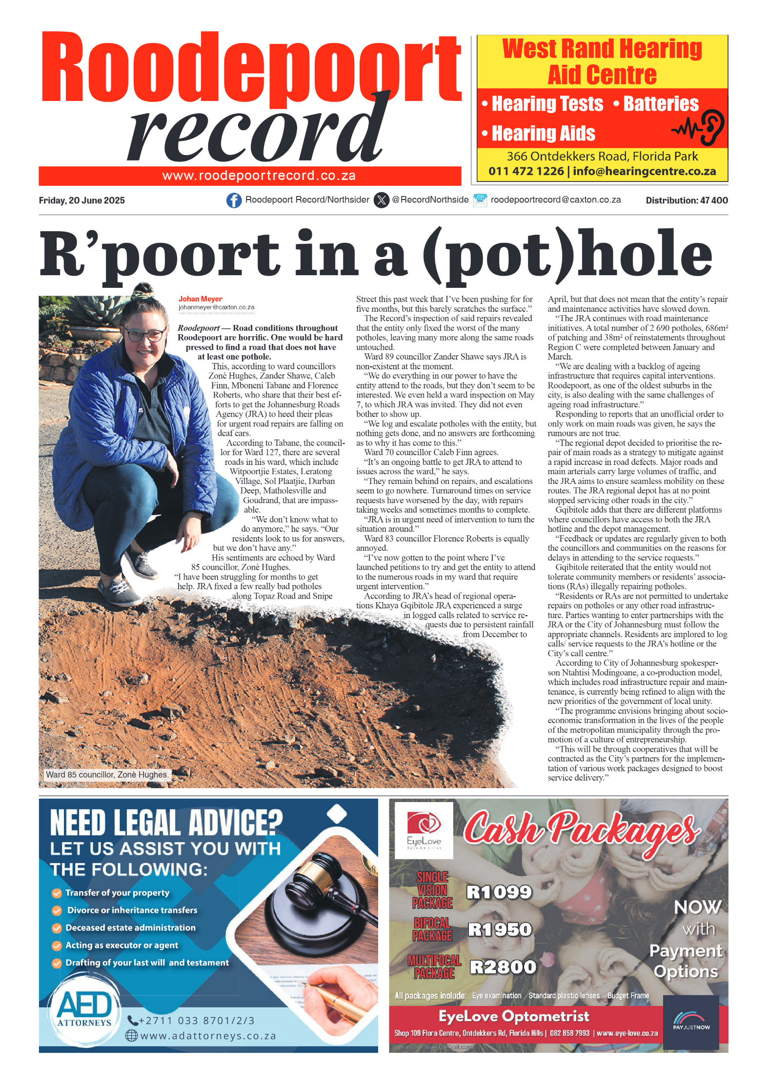 Roodepoort Record 20 June 2025 page 1