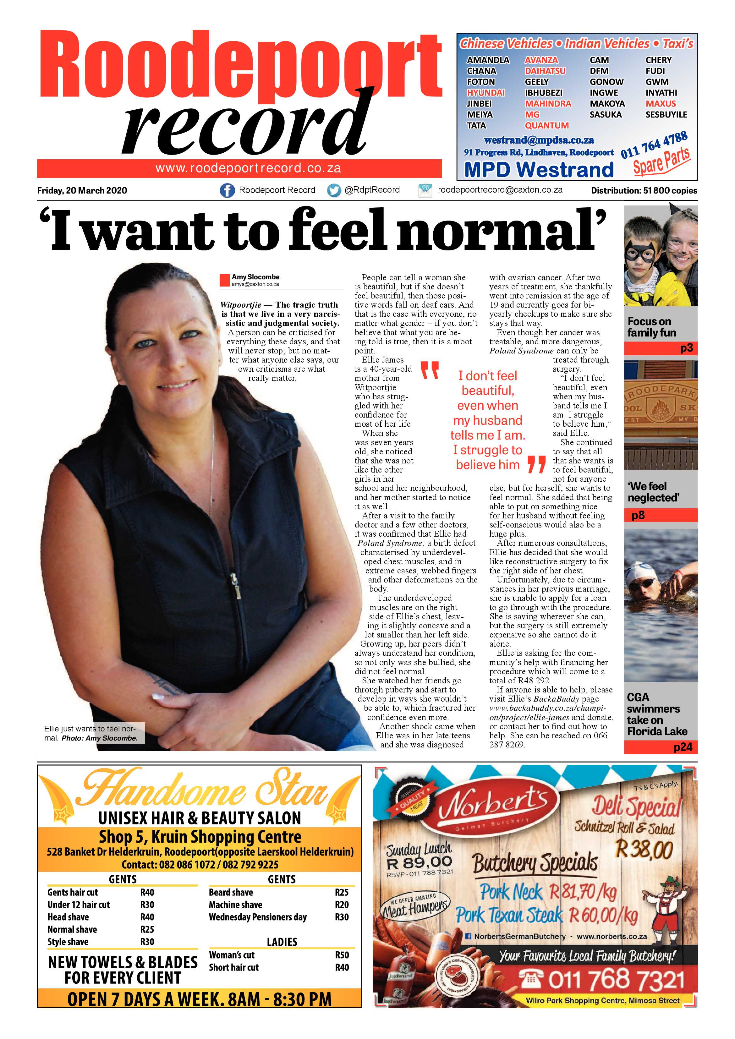 Roodepoort Record 20 March 2020 page 1