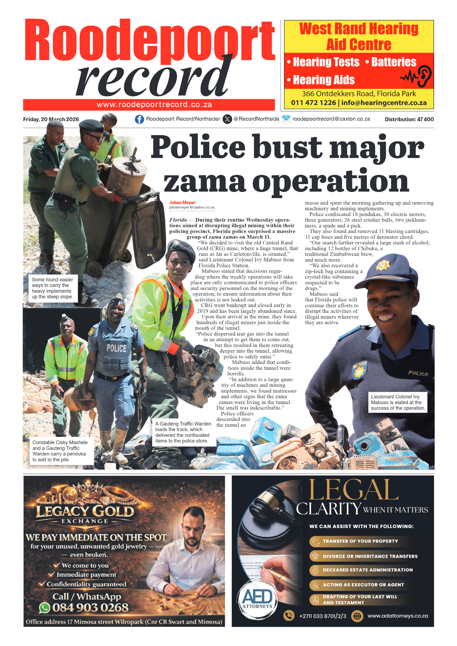 Roodepoort Record 20 March 2026 page 1