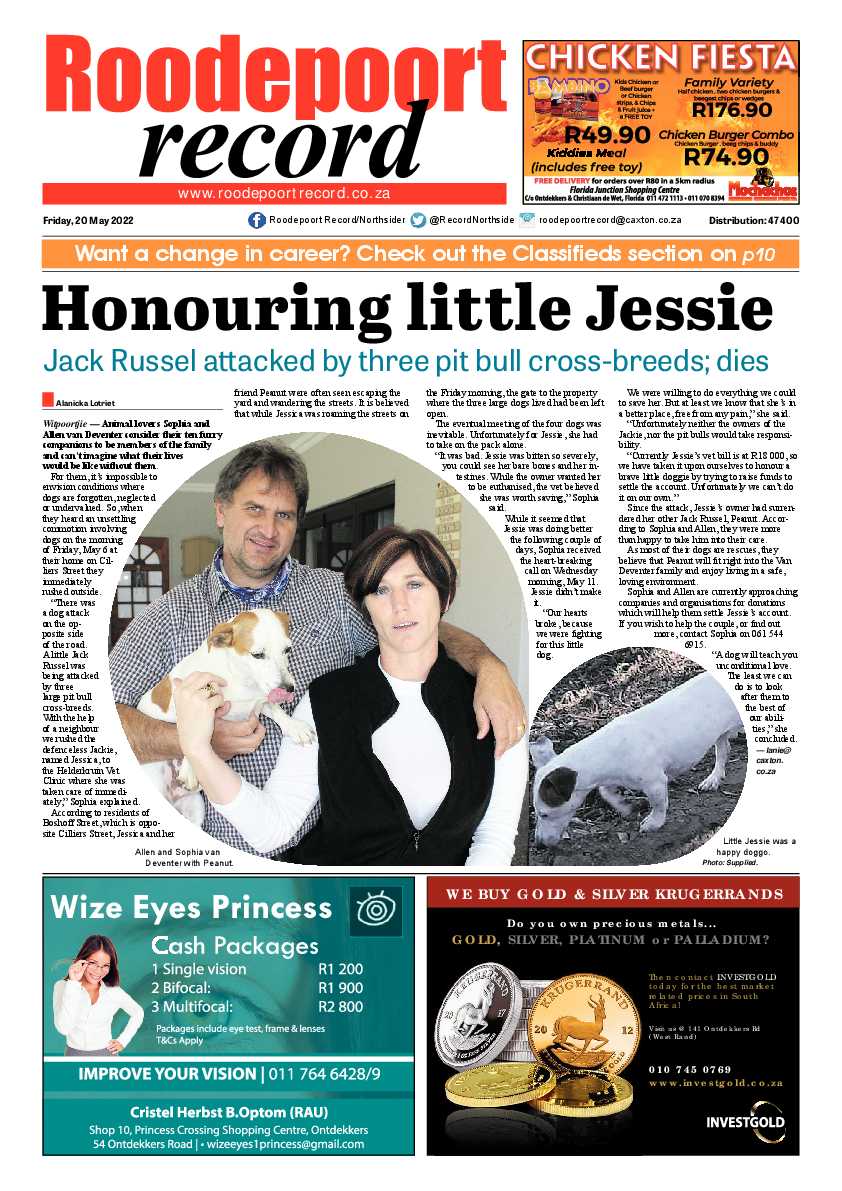 Roodepoort Record 20 May 2022 page 1