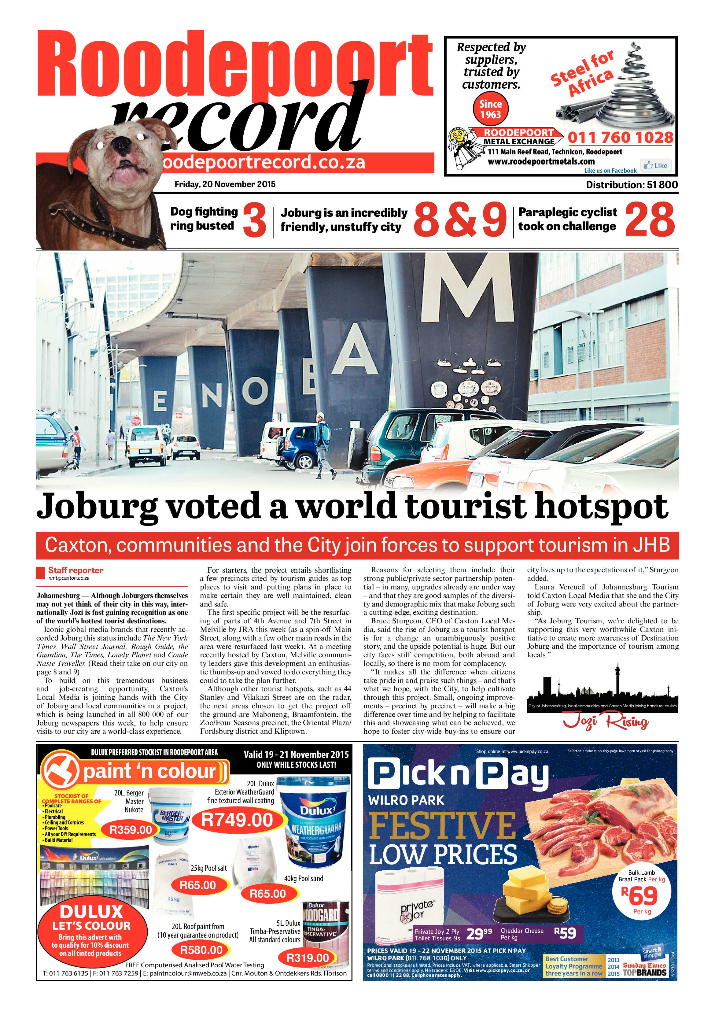 Roodepoort Record 20 November 2015 page 1