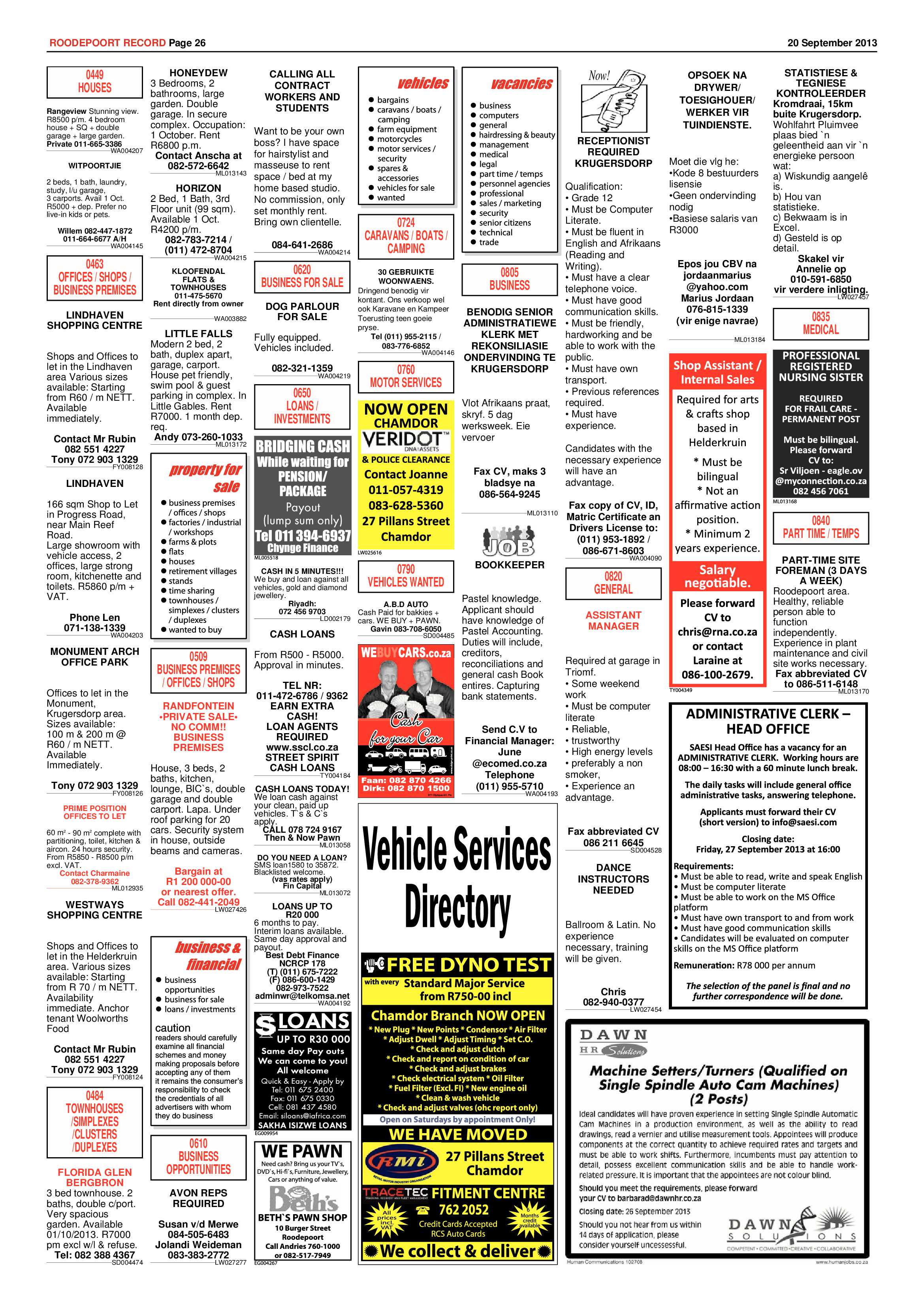 Roodepoort Record 20 September 2013 page 26
