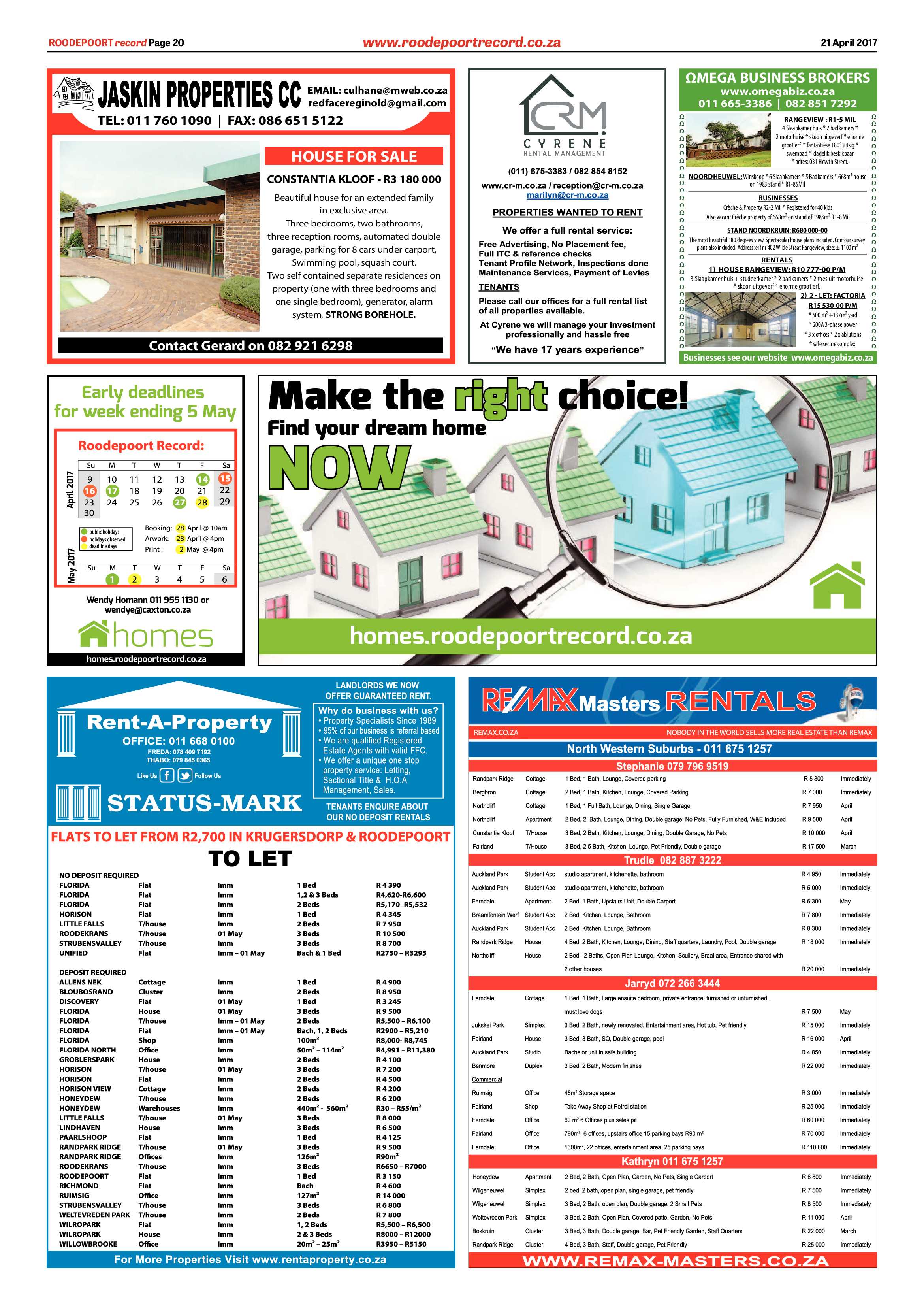 Roodepoort Record 21 April 2017 page 20