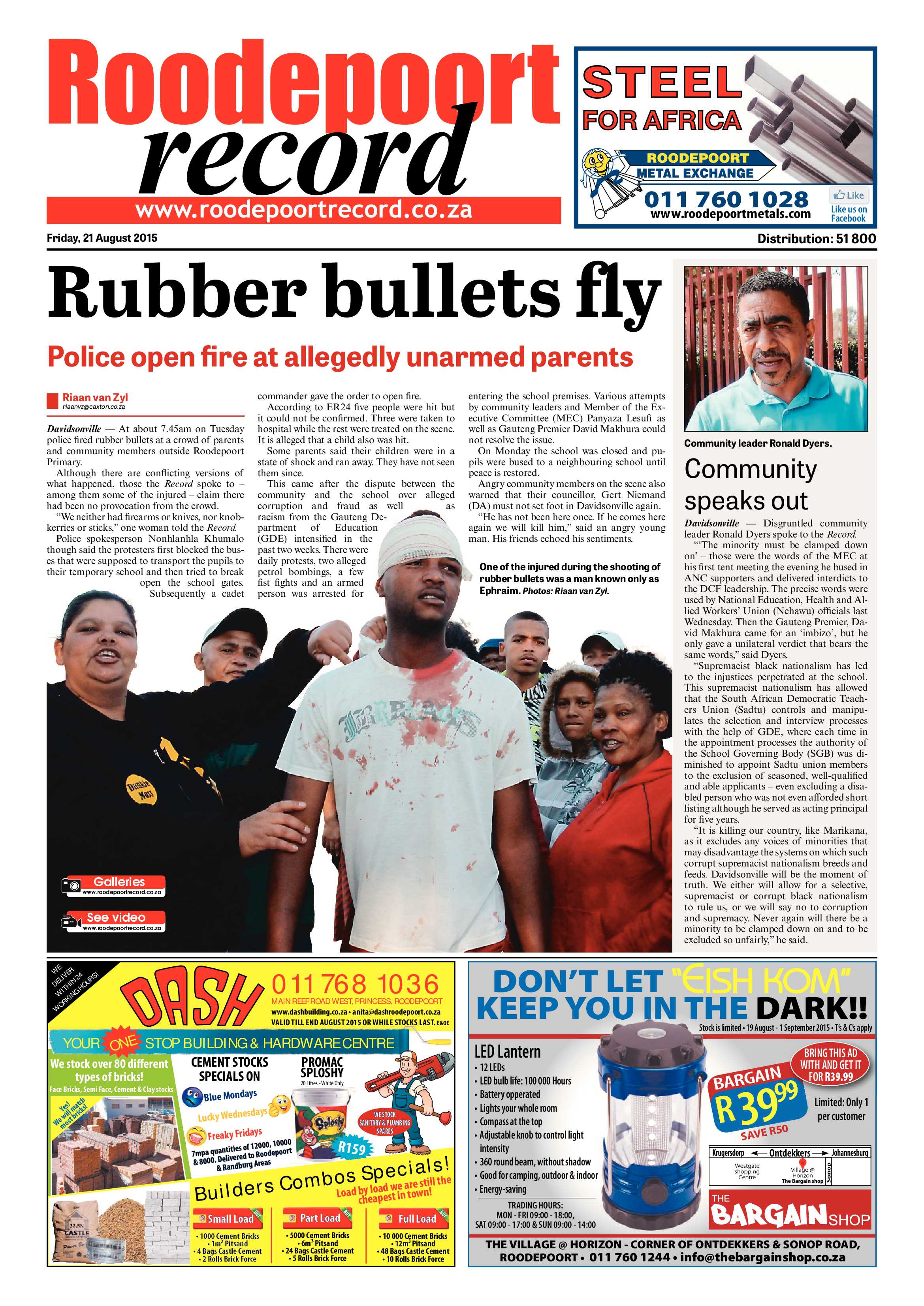 Roodepoort Record 21 August 2015 page 1