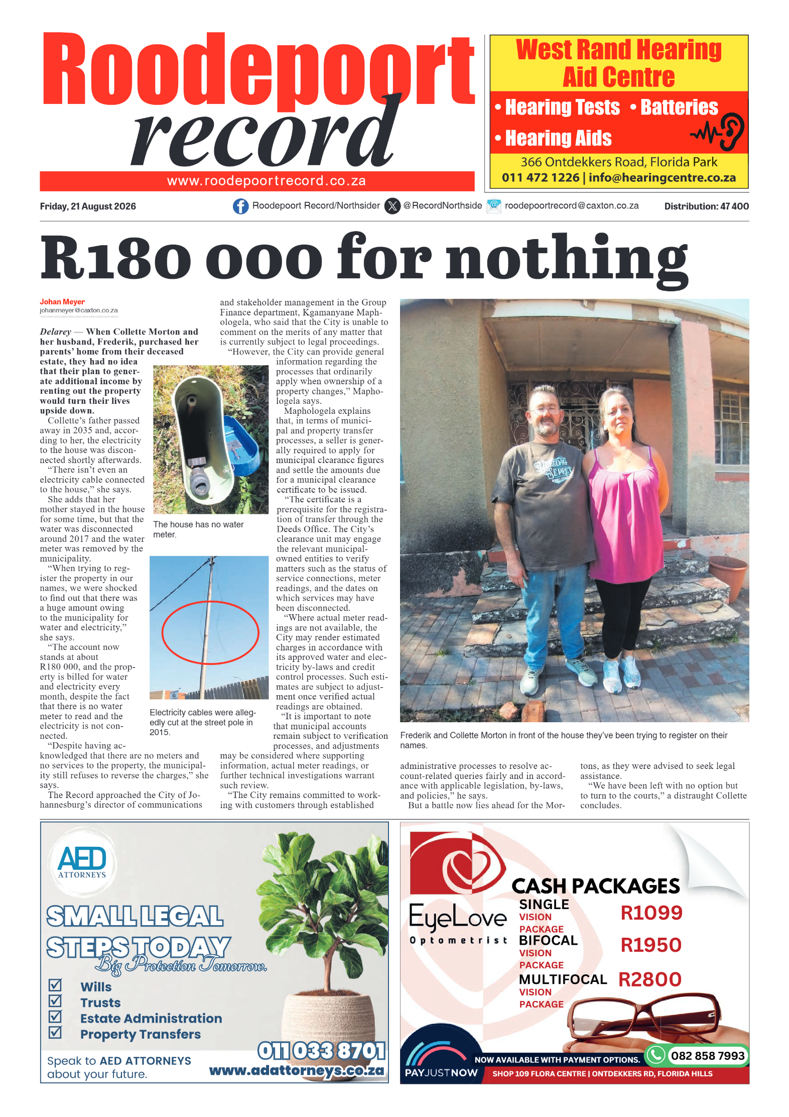 Roodepoort Record 21 August 2026 page 1