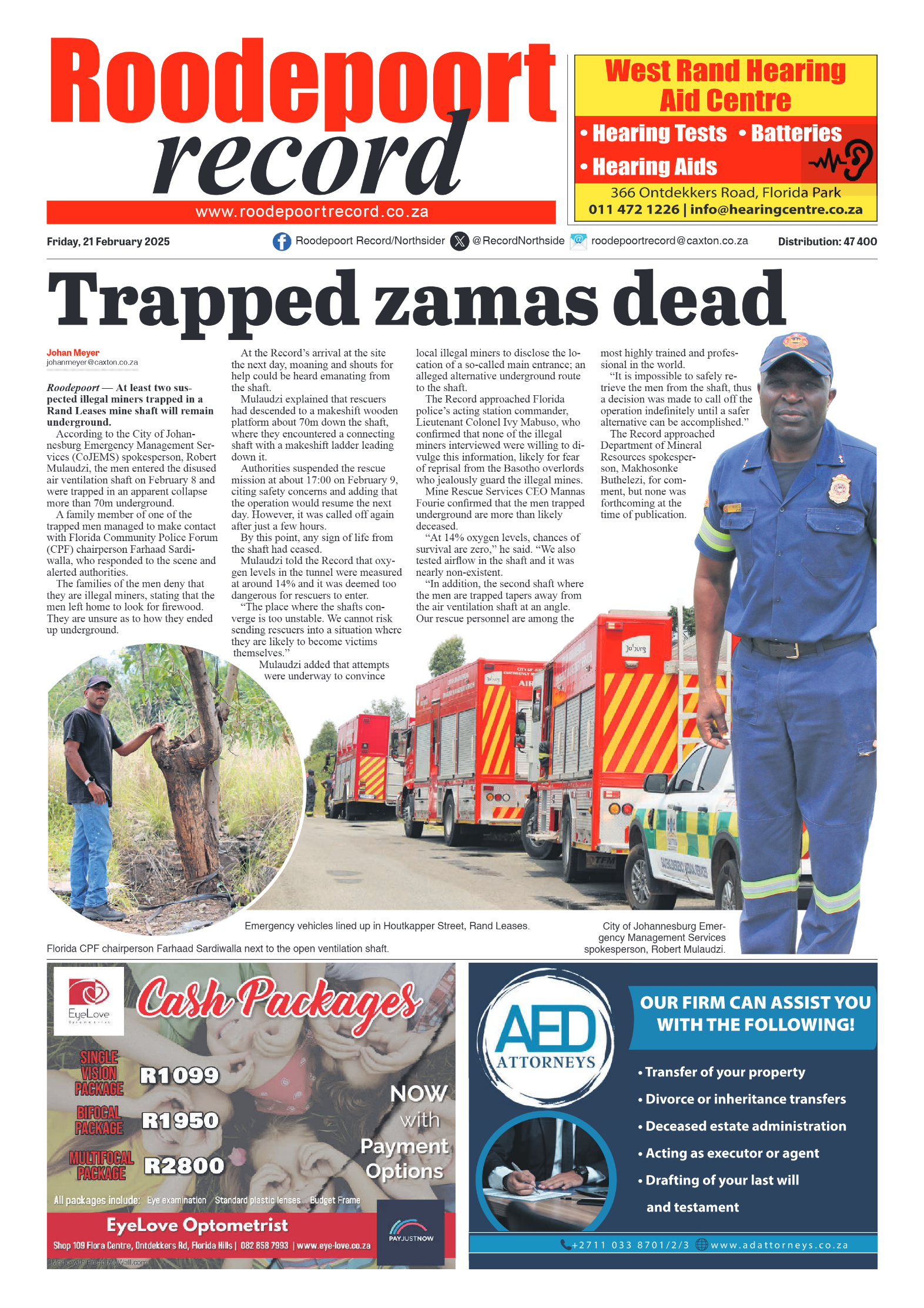 Roodepoort Record 21 February 2025 page 1