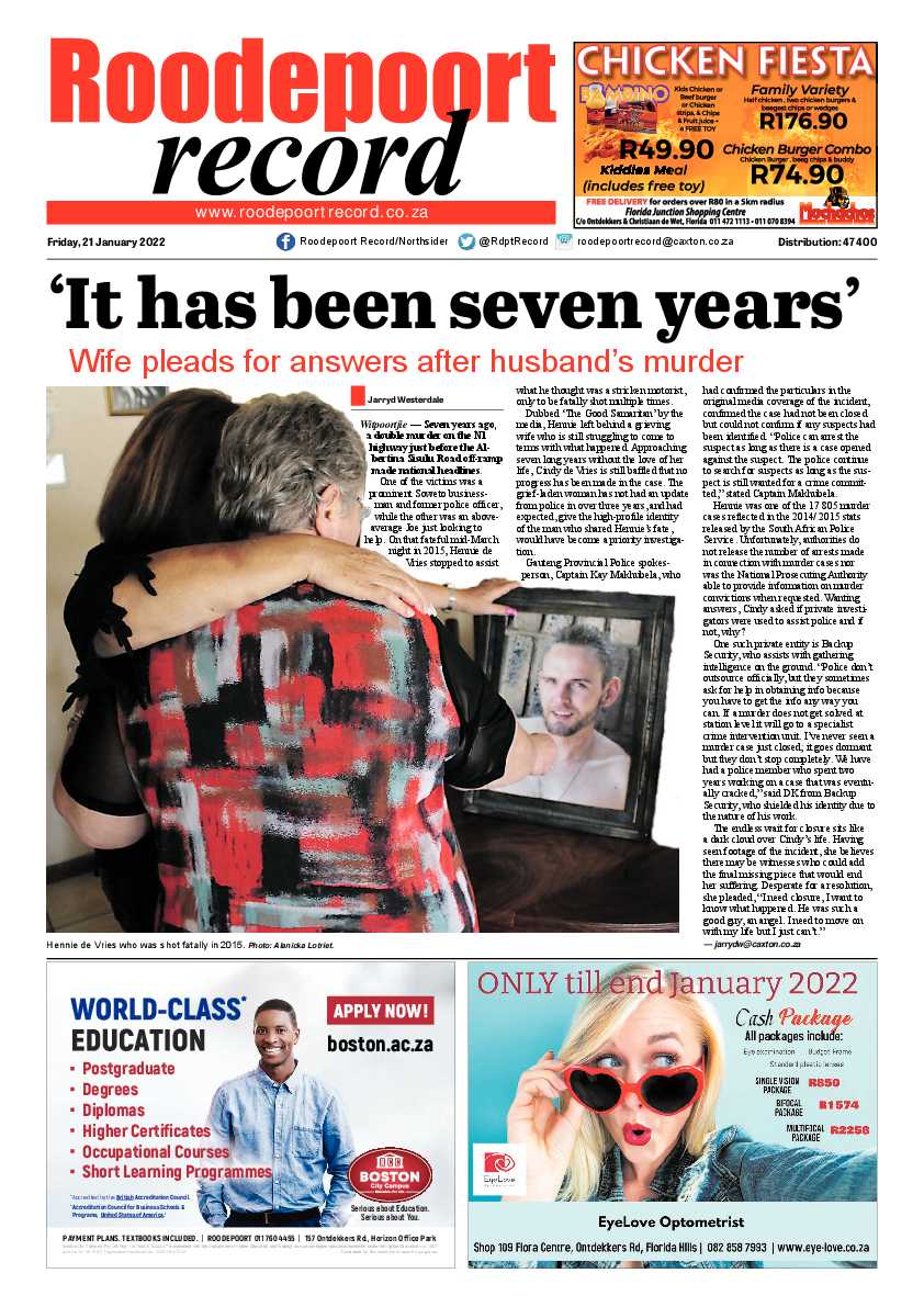 Roodepoort Record 21 January 2022 page 1