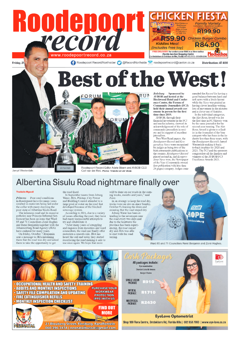 Roodepoort Record 21 October 2022 page 1