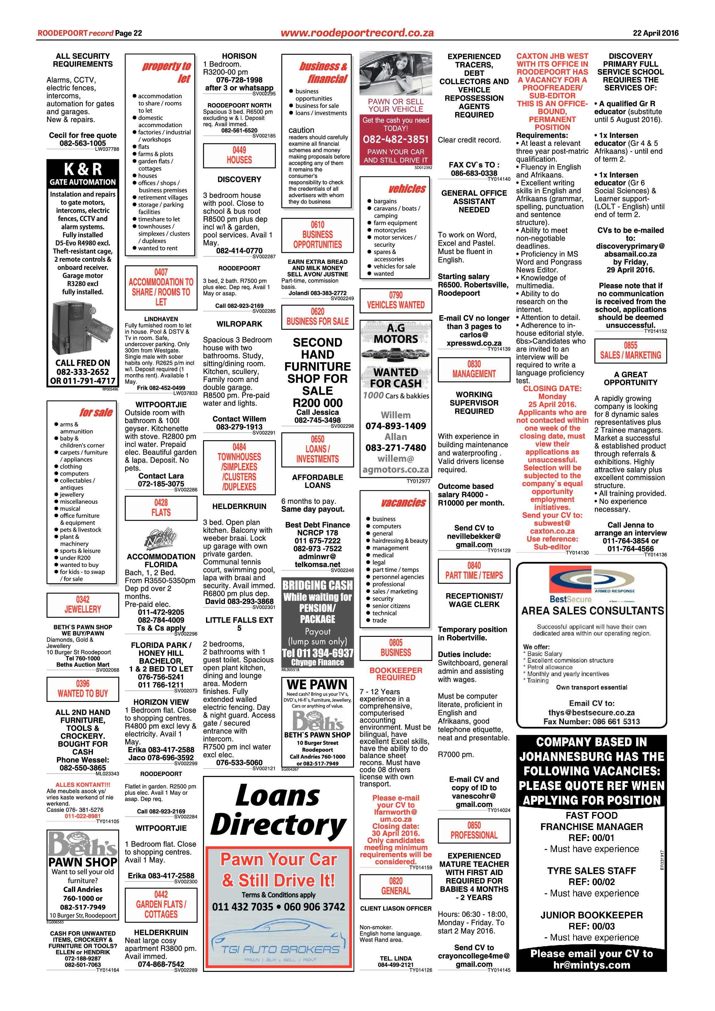 Roodepoort Record 22 April 2016 page 22