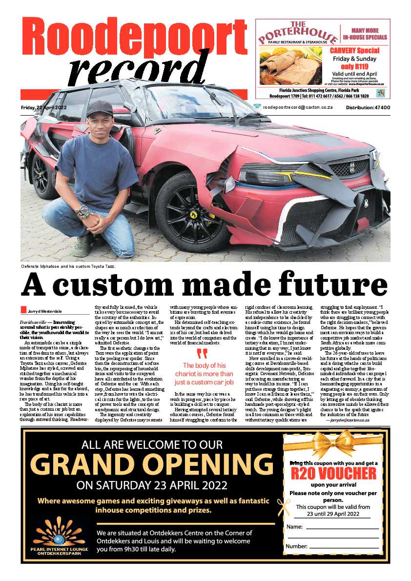 Roodepoort Record 22 April 2022 page 1