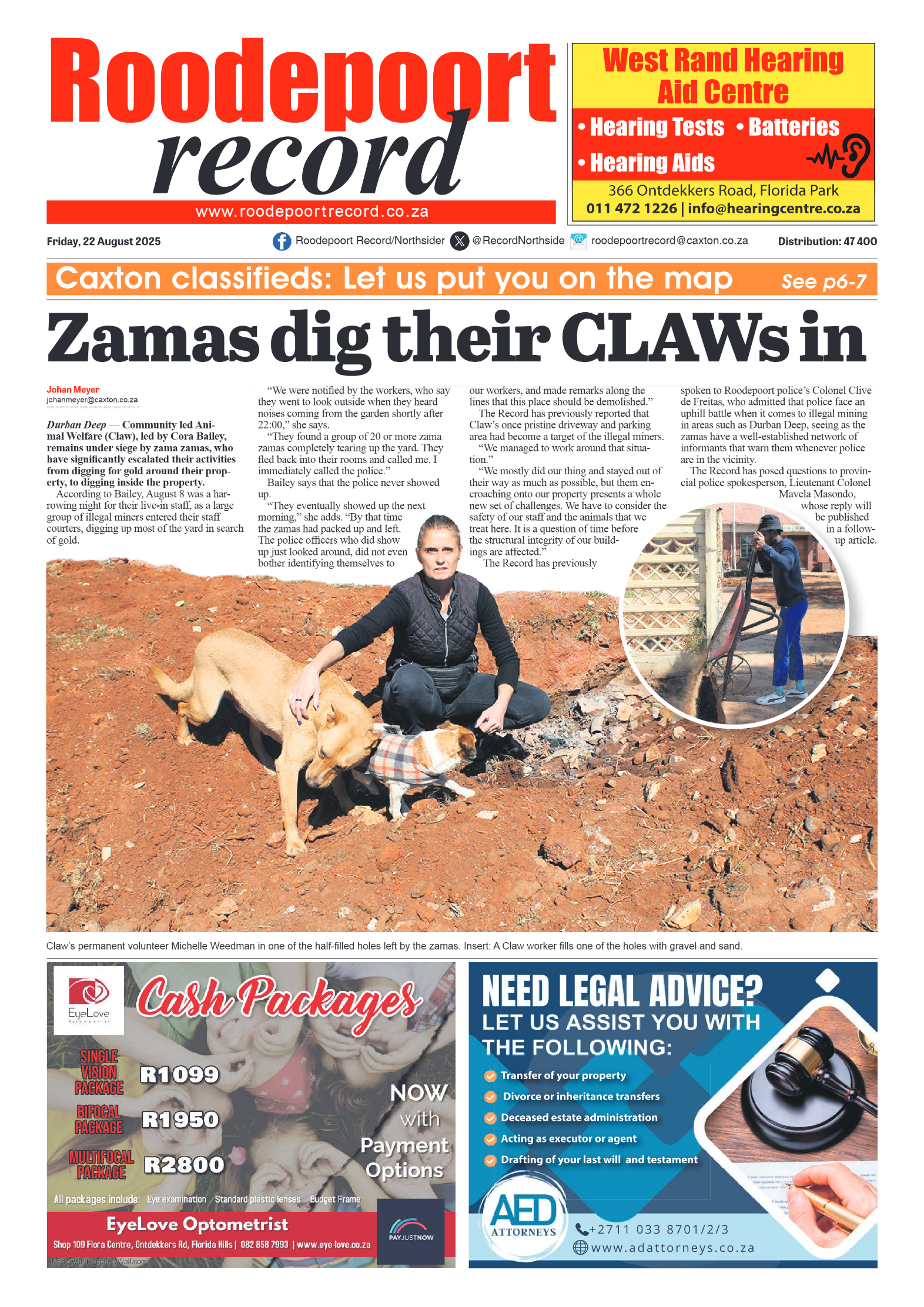 Roodepoort Record 22 August 2025 page 1