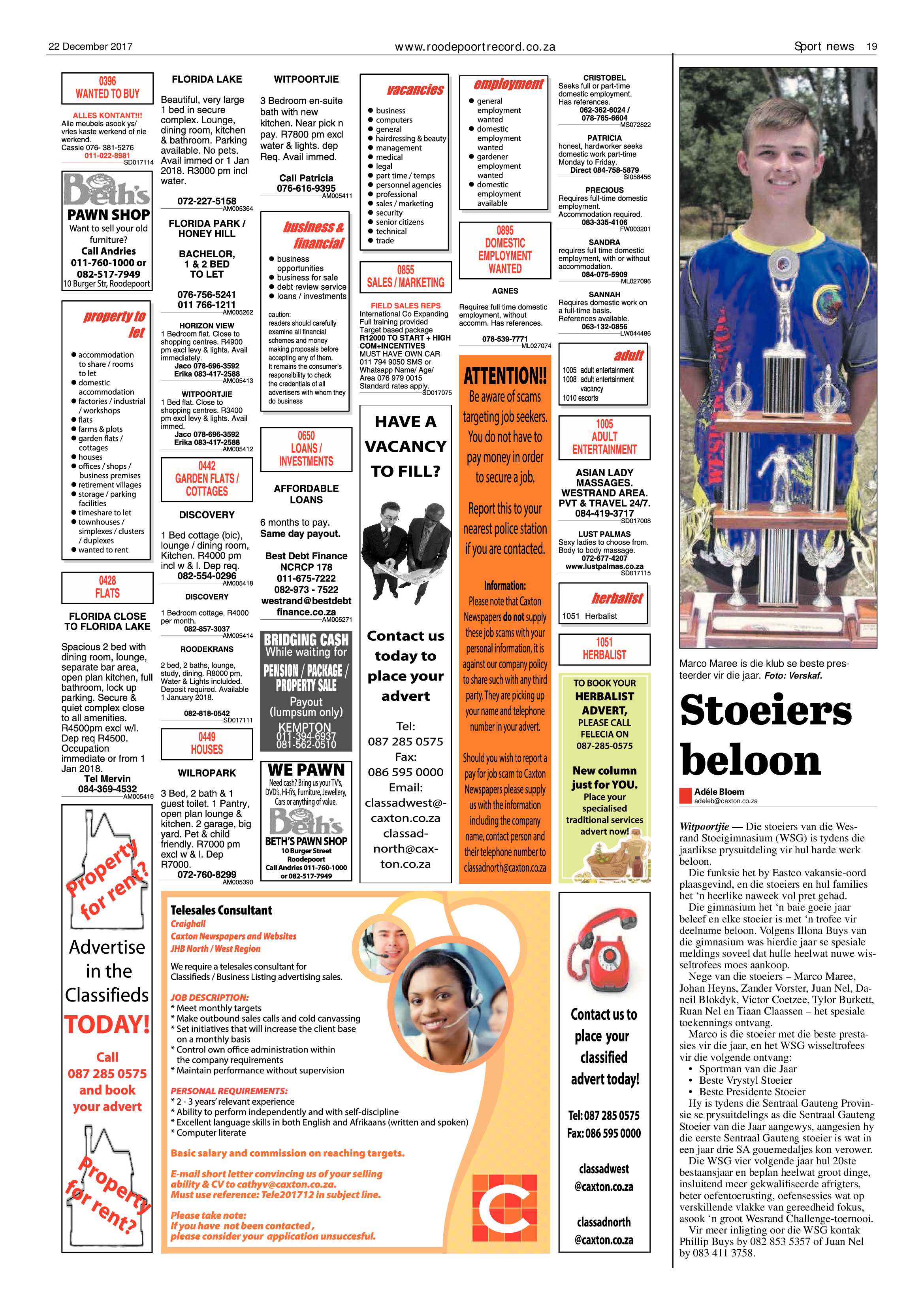 Roodepoort Record 22 December 2017 page 19