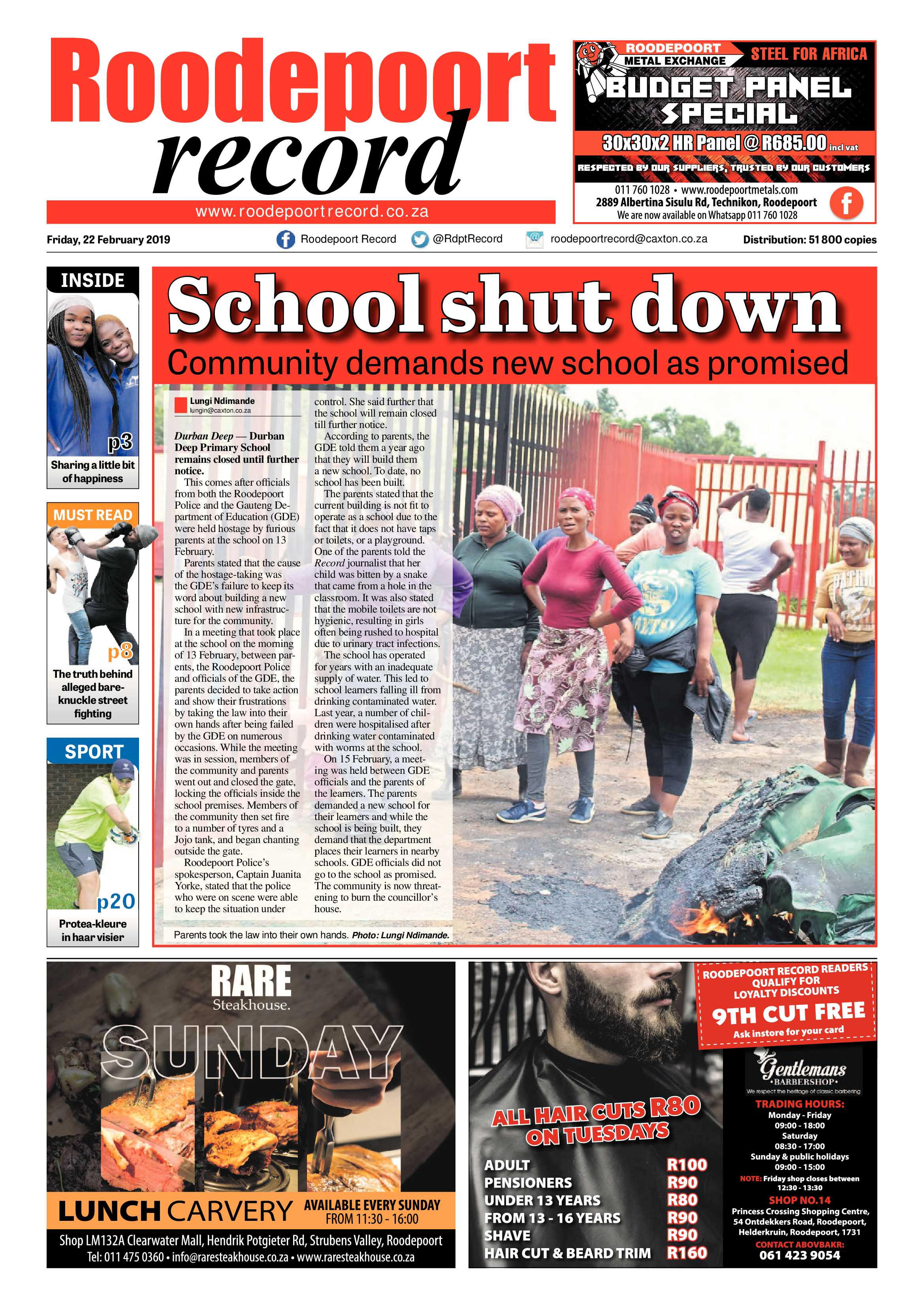 Roodepoort Record 22 February 2019 page 1