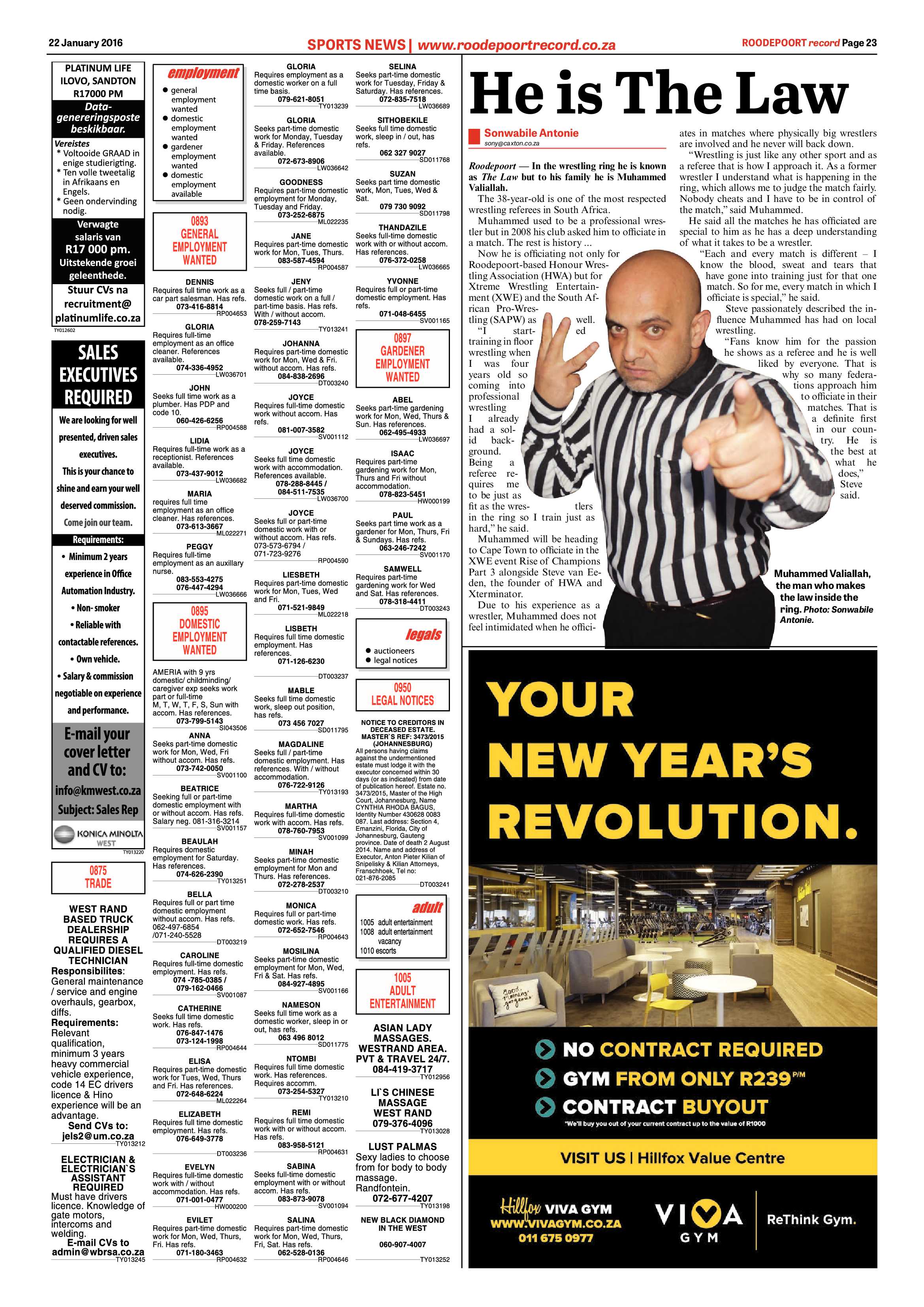 Roodepoort Record 22 January 2016 page 23