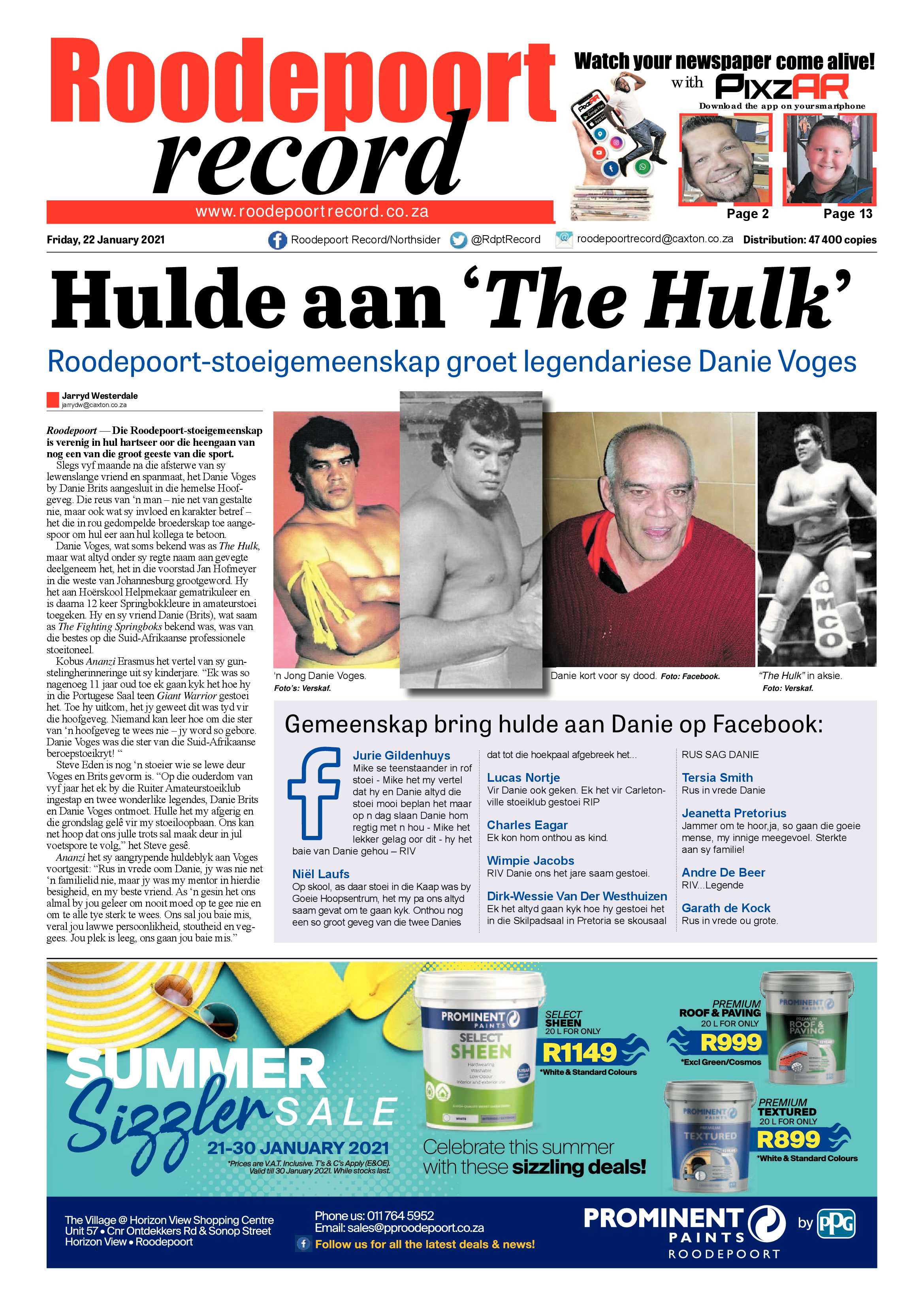 Roodepoort Record 22 January 2021 page 1