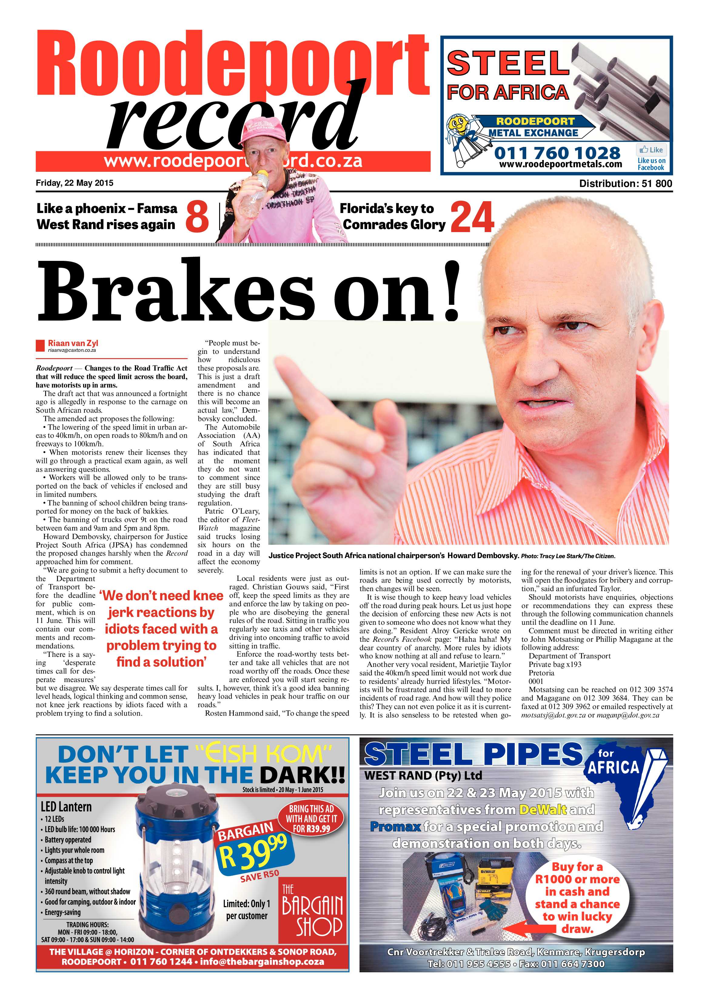 Roodepoort Record 22 May 2015 page 1