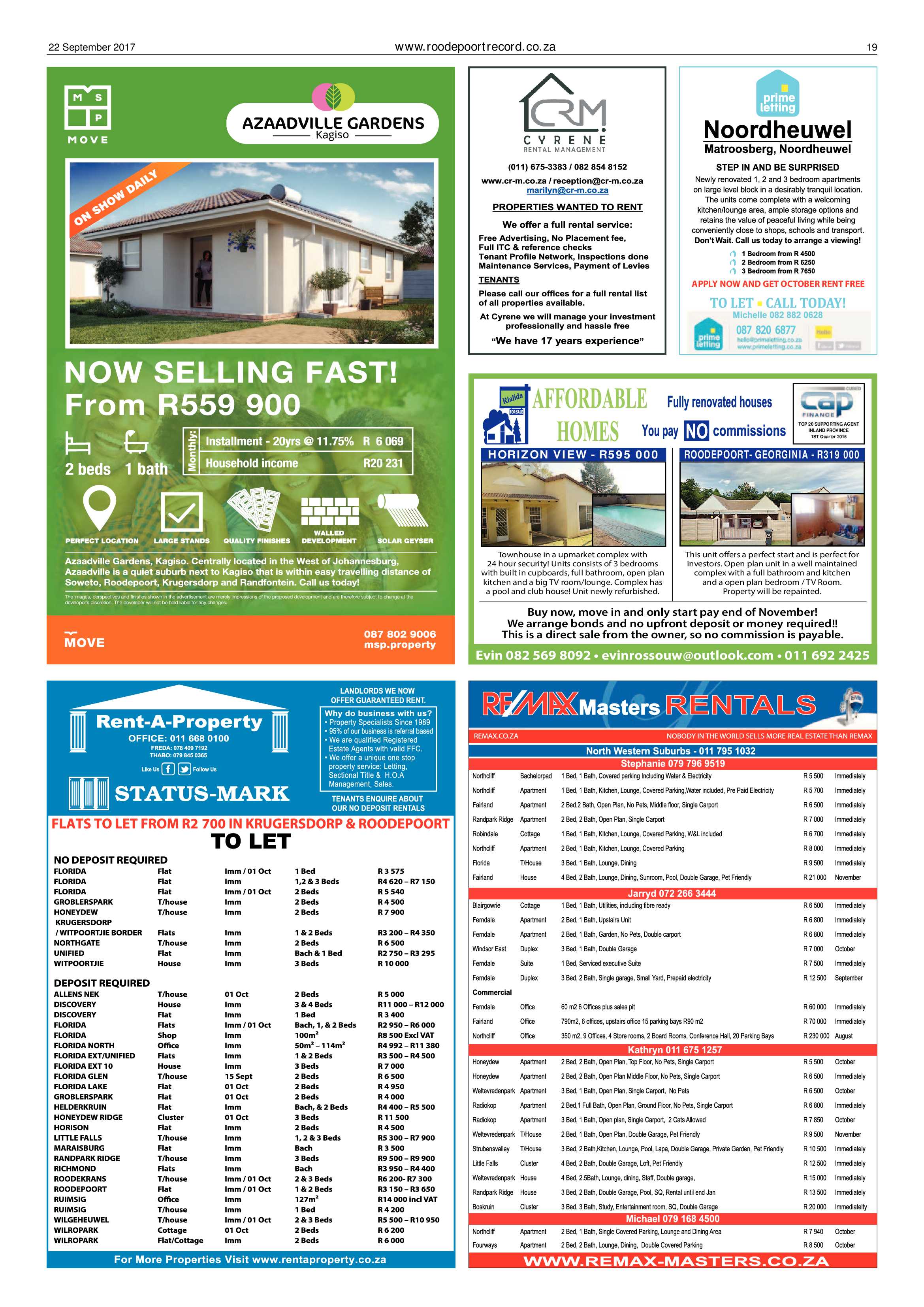 Roodepoort Record 22 September 2017 page 19