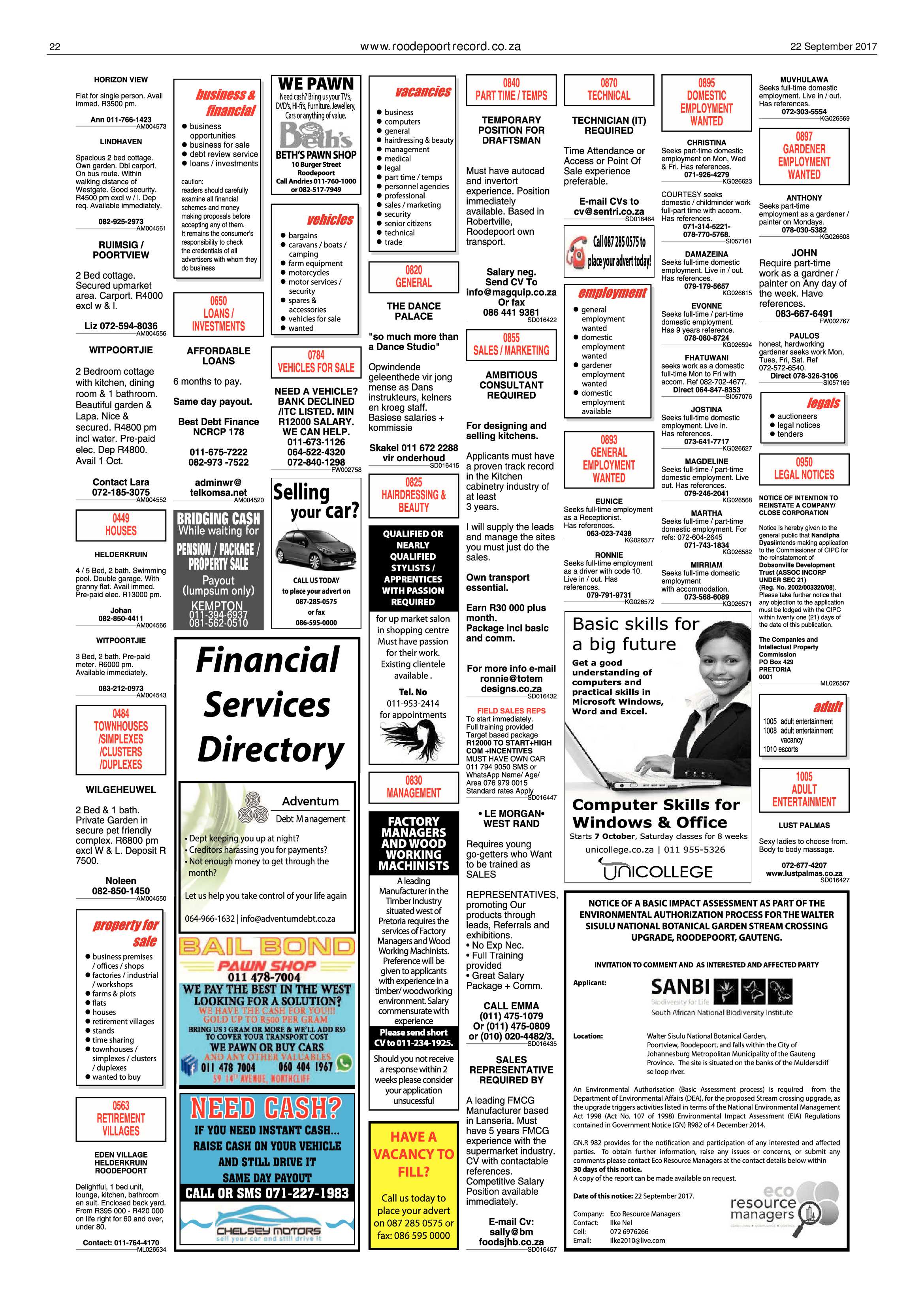 Roodepoort Record 22 September 2017 page 22