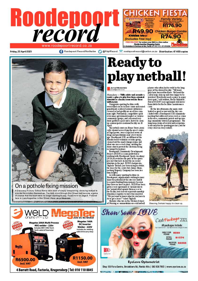 Roodepoort Record 23 April 2021 page 1