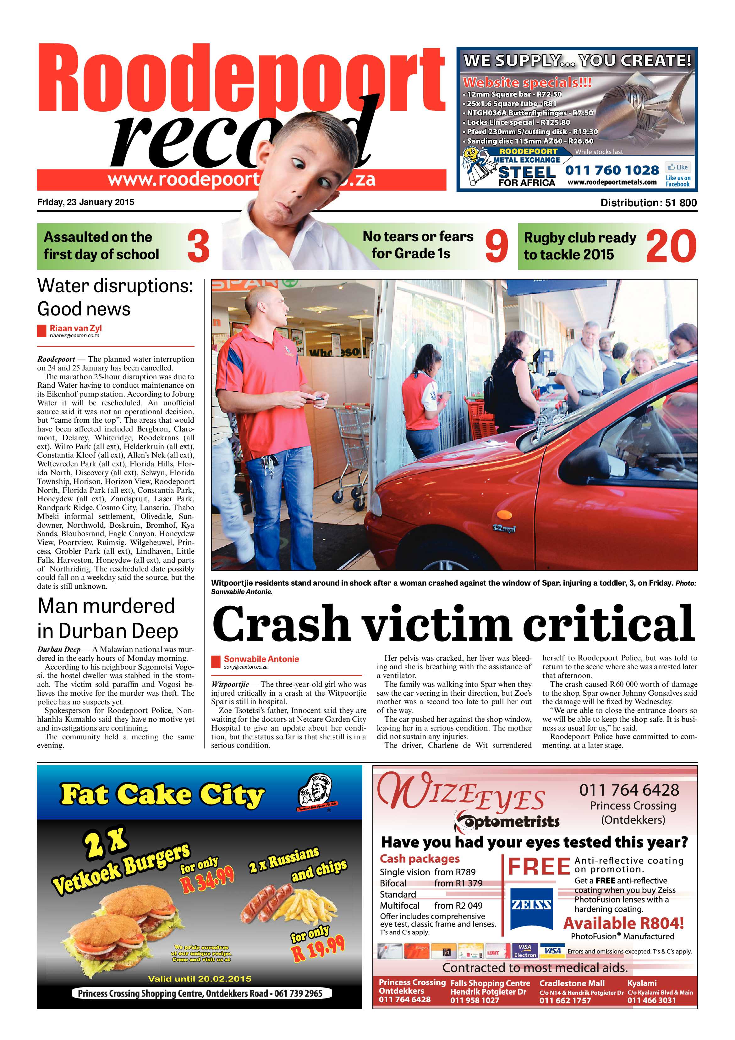 Roodepoort Record 23 January 2015 page 1