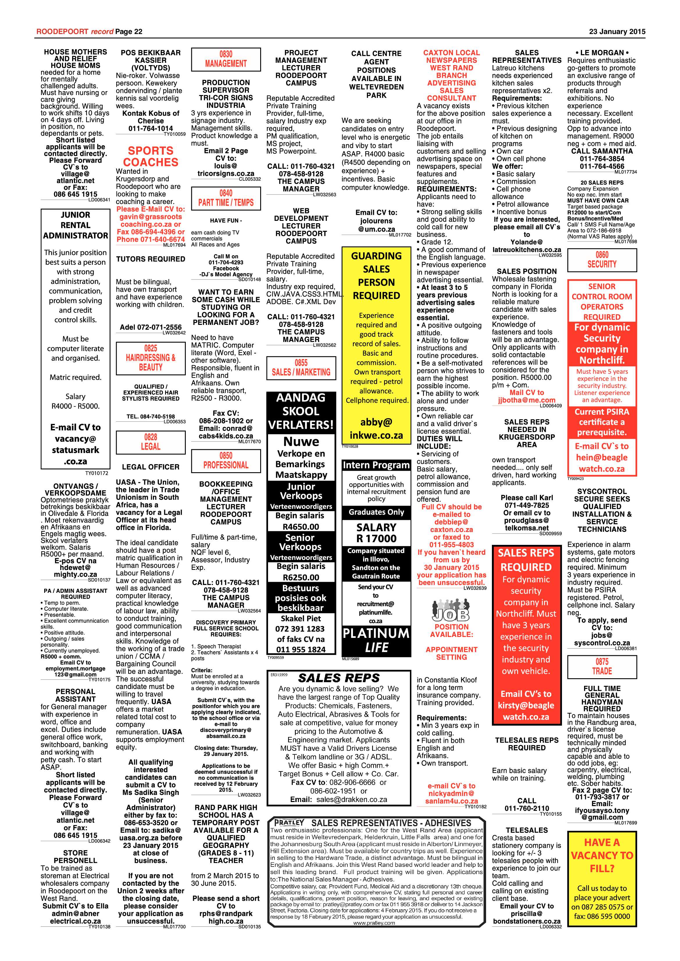 Roodepoort Record 23 January 2015 page 22