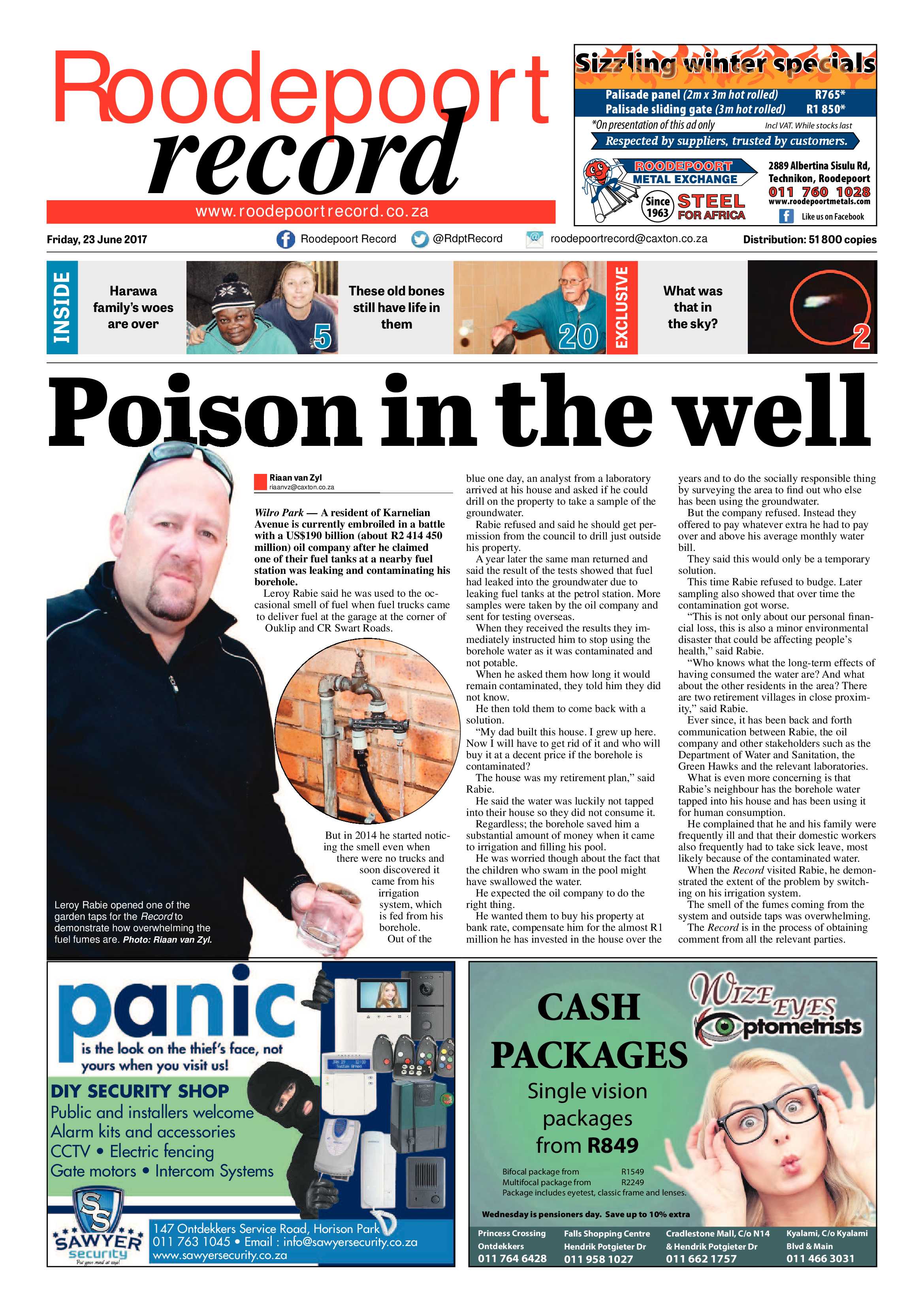 Roodepoort Record 23 June 2017 page 1