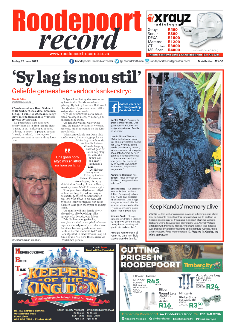 Roodepoort Record 23 May 2023 page 1