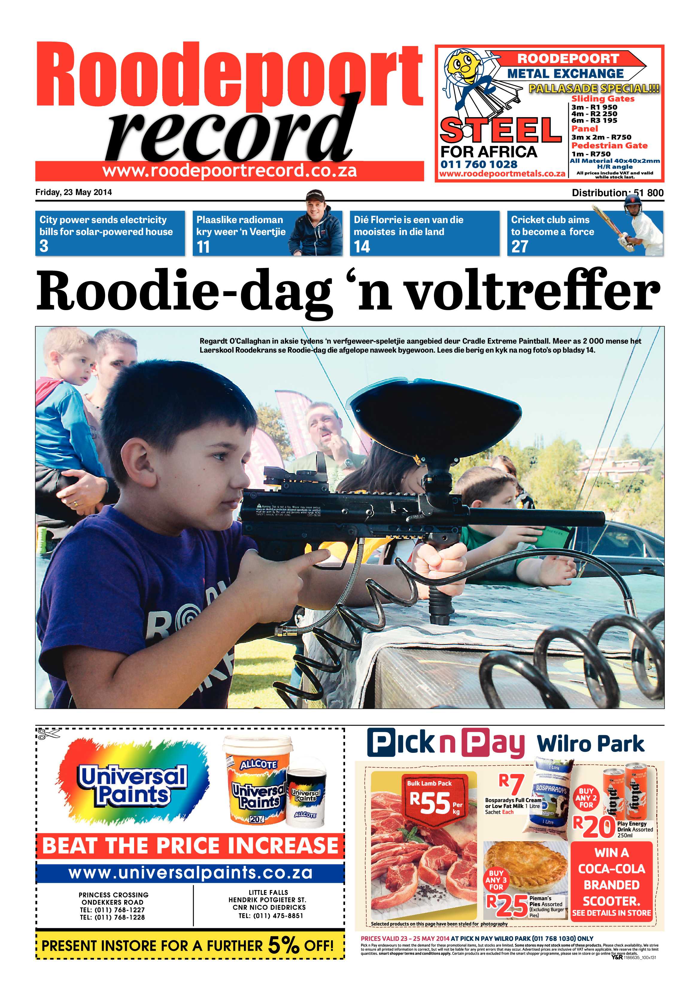 Roodepoort Record 23 May 2014 page 1