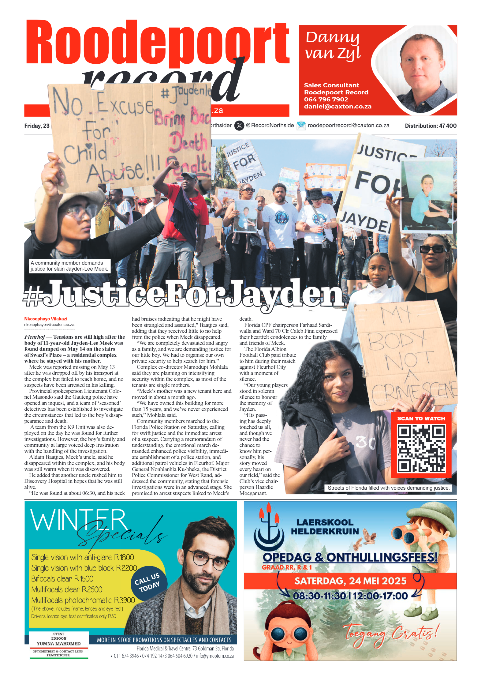Roodepoort Record 23 May 2025 page 1