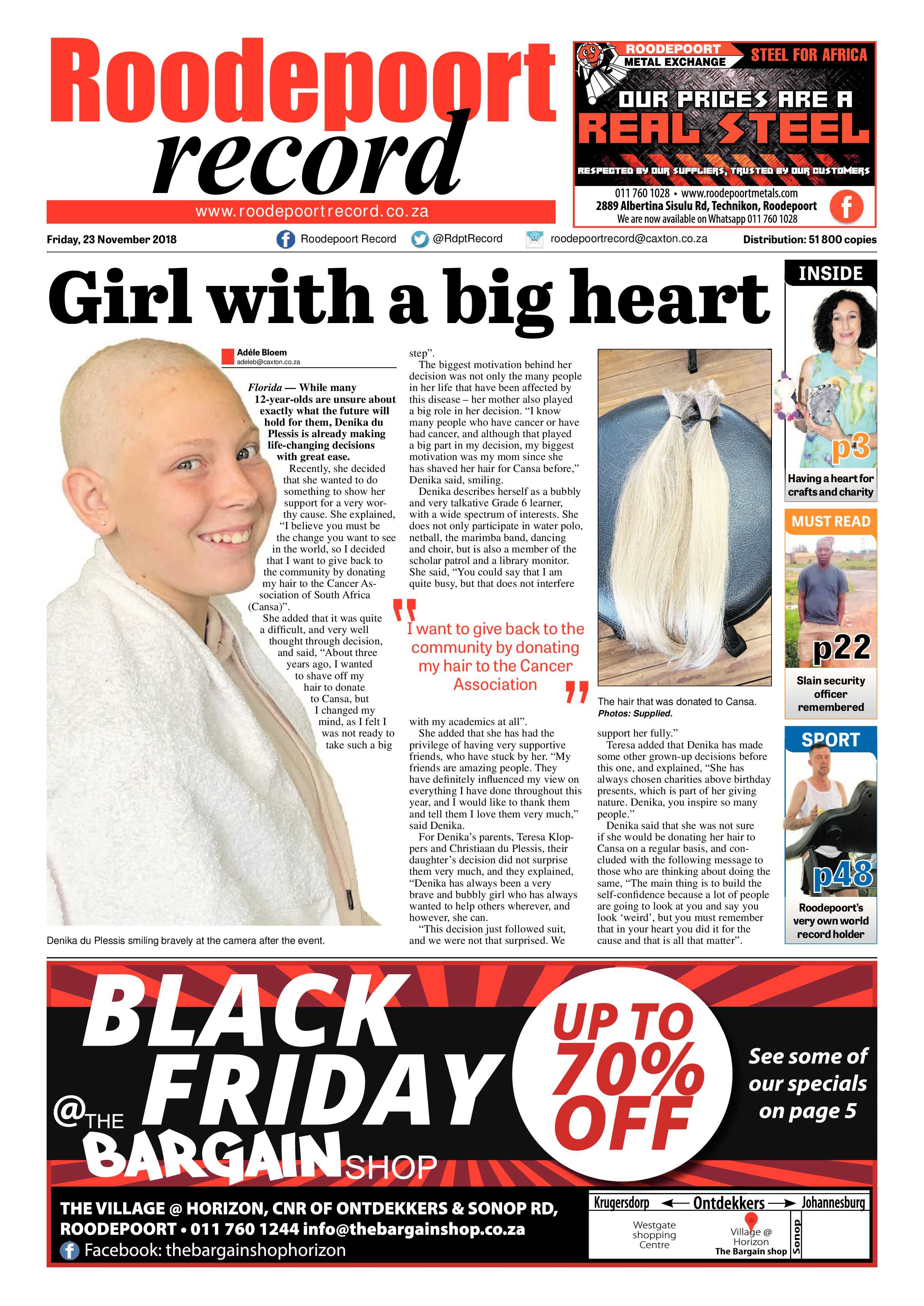 Roodepoort Record 23 November 2018 page 1