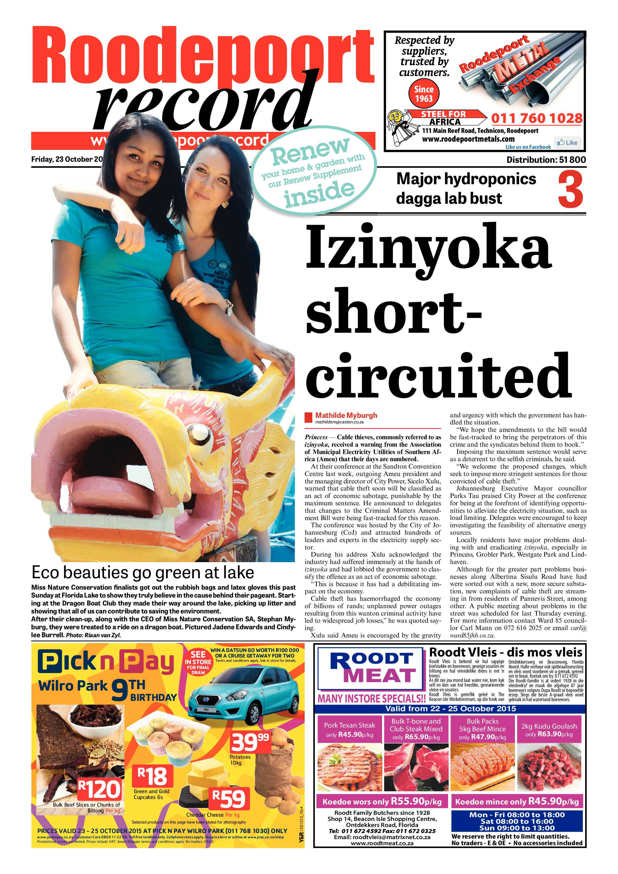 Roodepoort Record 23 October 2015 page 1